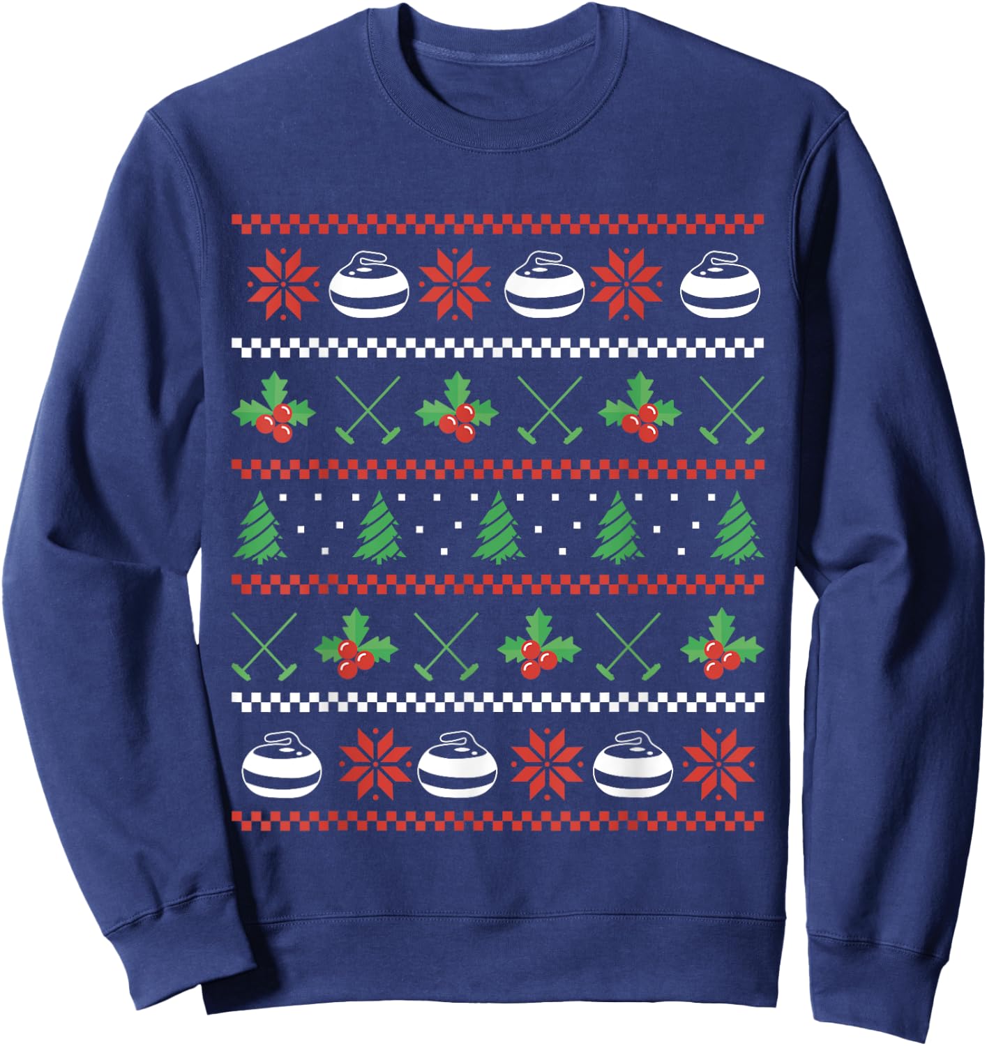 Curler Curling Stone Winter Sports Curling Christmas Sweatshirt - Sweatshirt | Navy