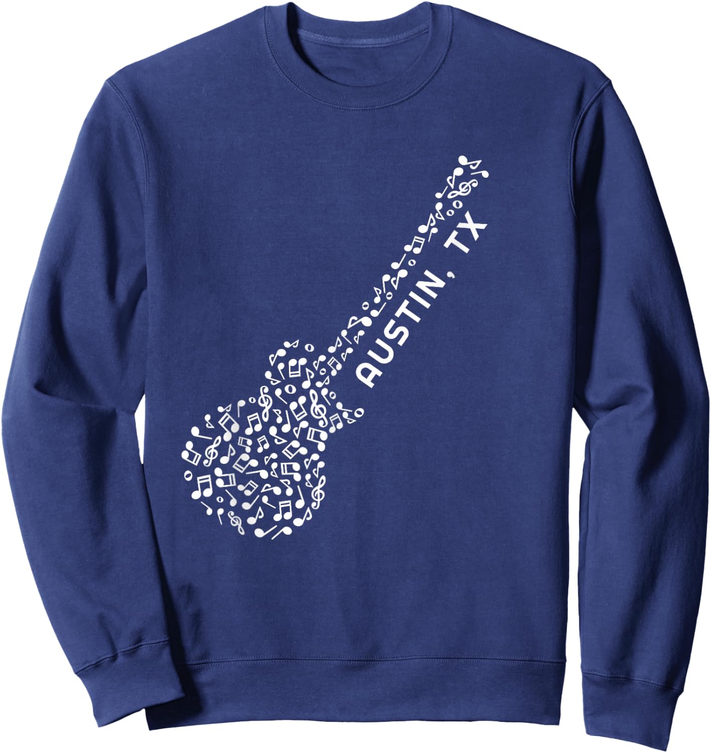 Austin, TX Musical Notes, Souvenir Guitar Sweatshirt - Sweatshirt | Navy