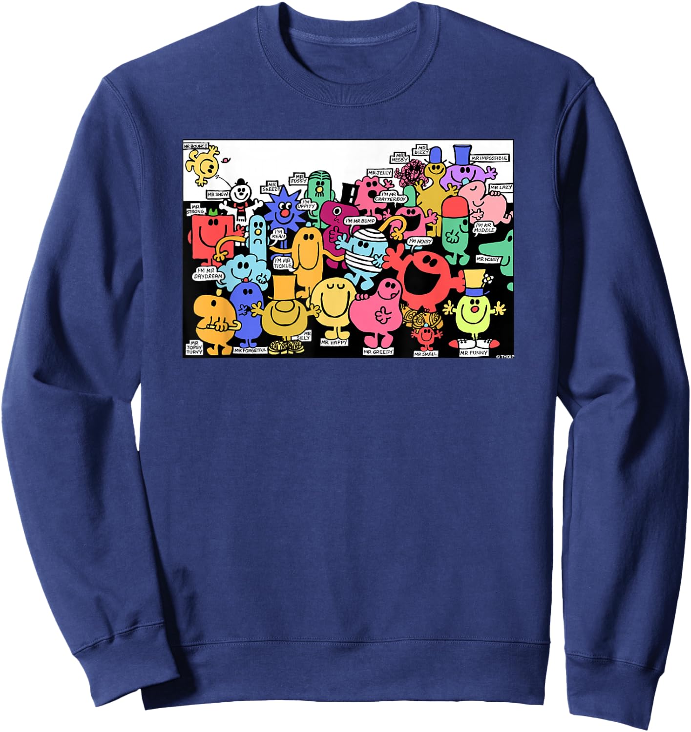 Mr. Men Little Miss Retro Colourful Comic Book Scene Sweatshirt - Sweatshirt | Navy