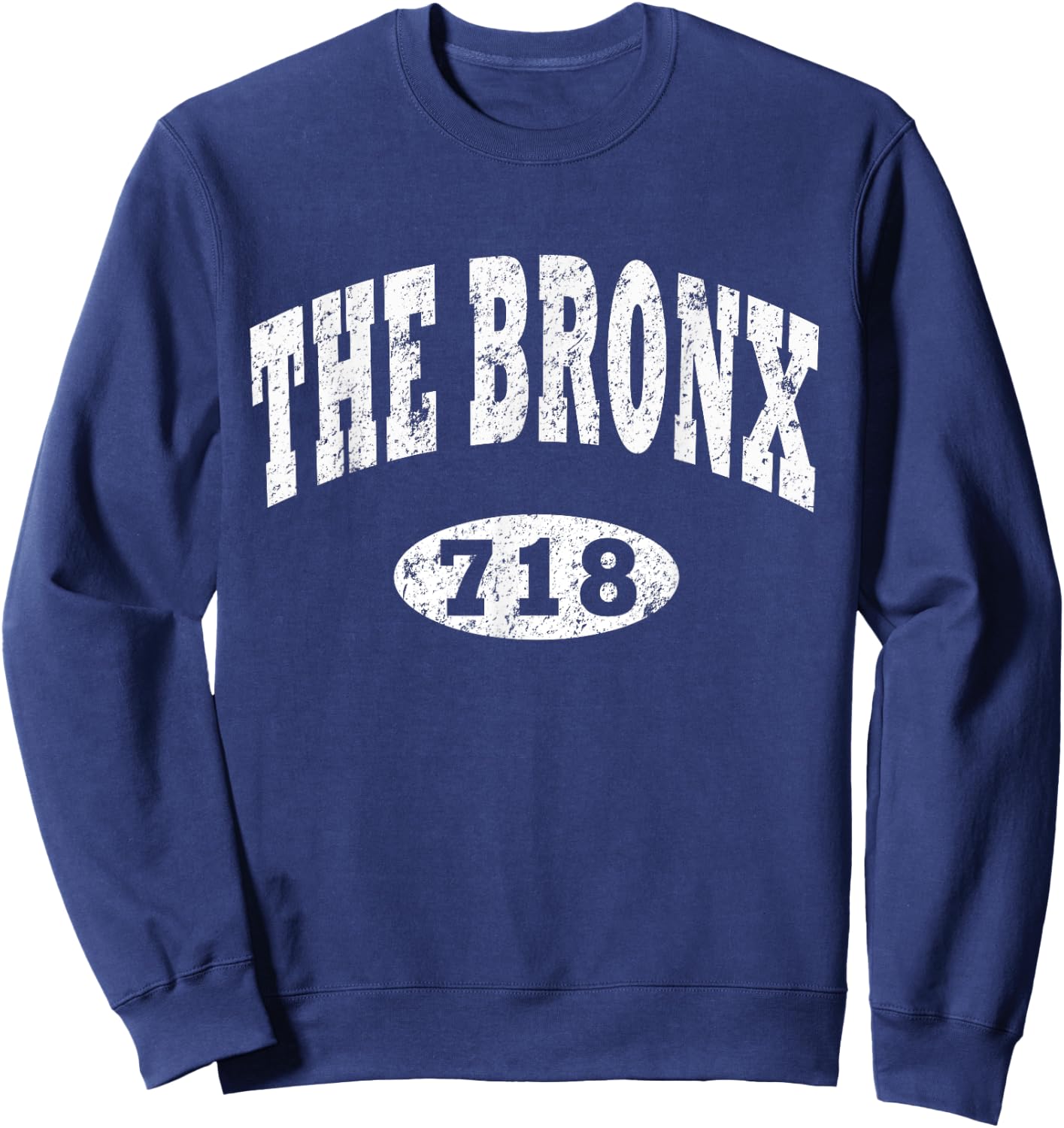 The Bronx Shirt. NY 718. Reppin Vintage Bronx Distressed Sweatshirt - Sweatshirt | Navy