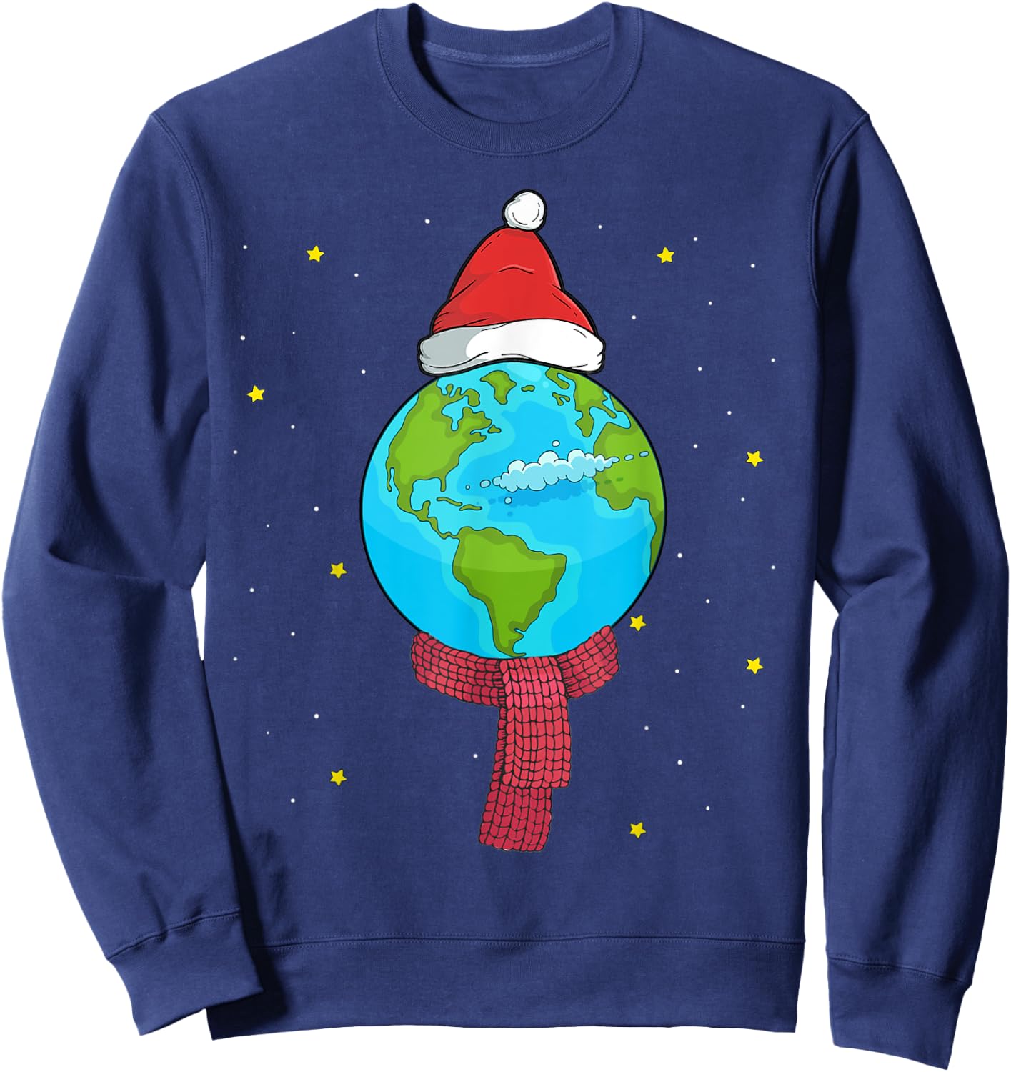 Christmas Planet Earth Pajama Top Santa Space Themed Gift Sweatshirt - Sweatshirt | Navy