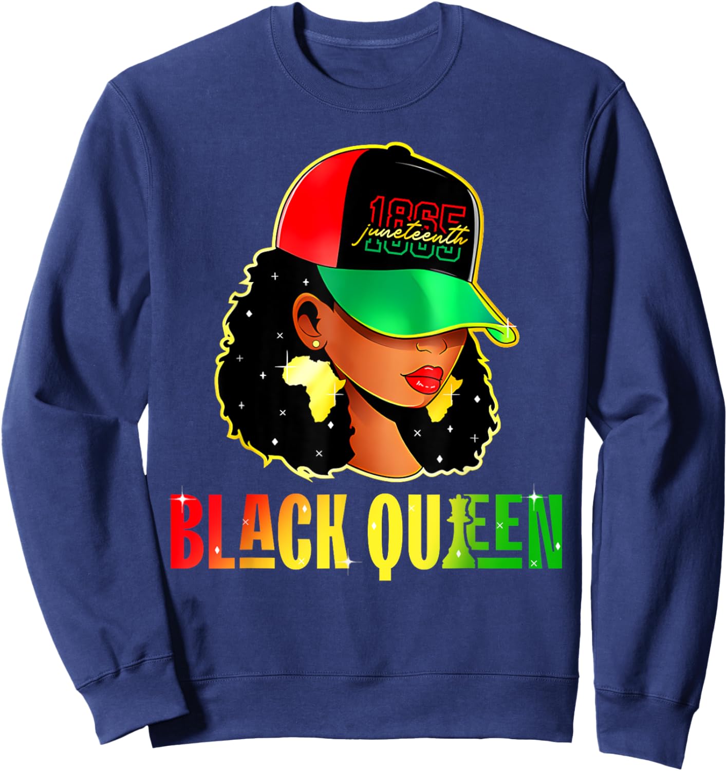 Juneteenth Black Queen Free Since 1865 African Freedom Sweatshirt - Sweatshirt | Navy