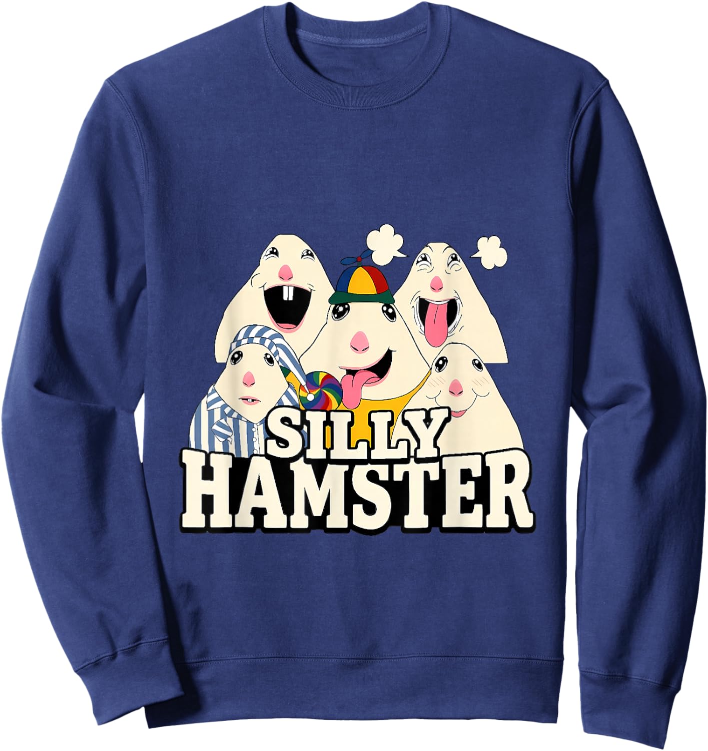 Funny Joke Silly Hamster Brain Rot Meme Sweatshirt - Sweatshirt | Navy
