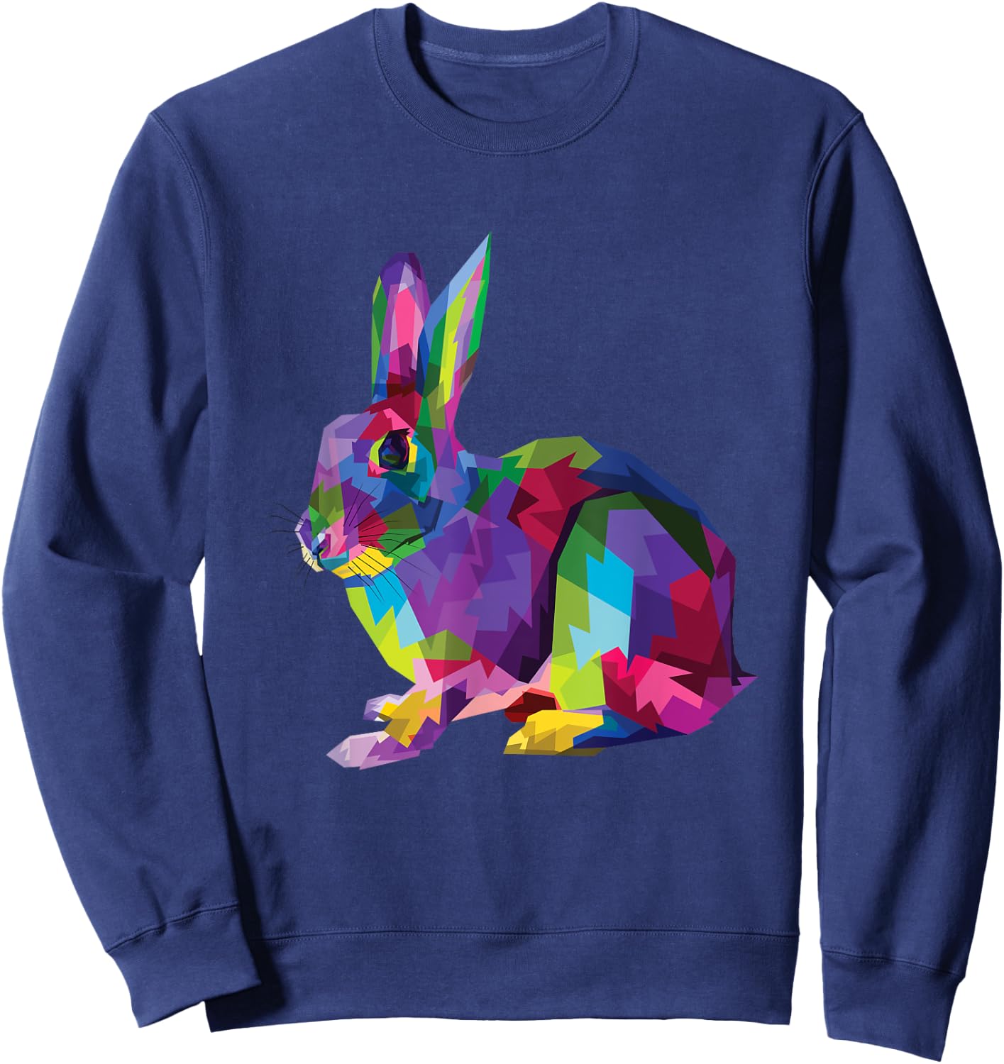 Cute Rainbow Color Bunny Vibrant Meadow Rabbit Tribute Sweatshirt - Sweatshirt | Navy