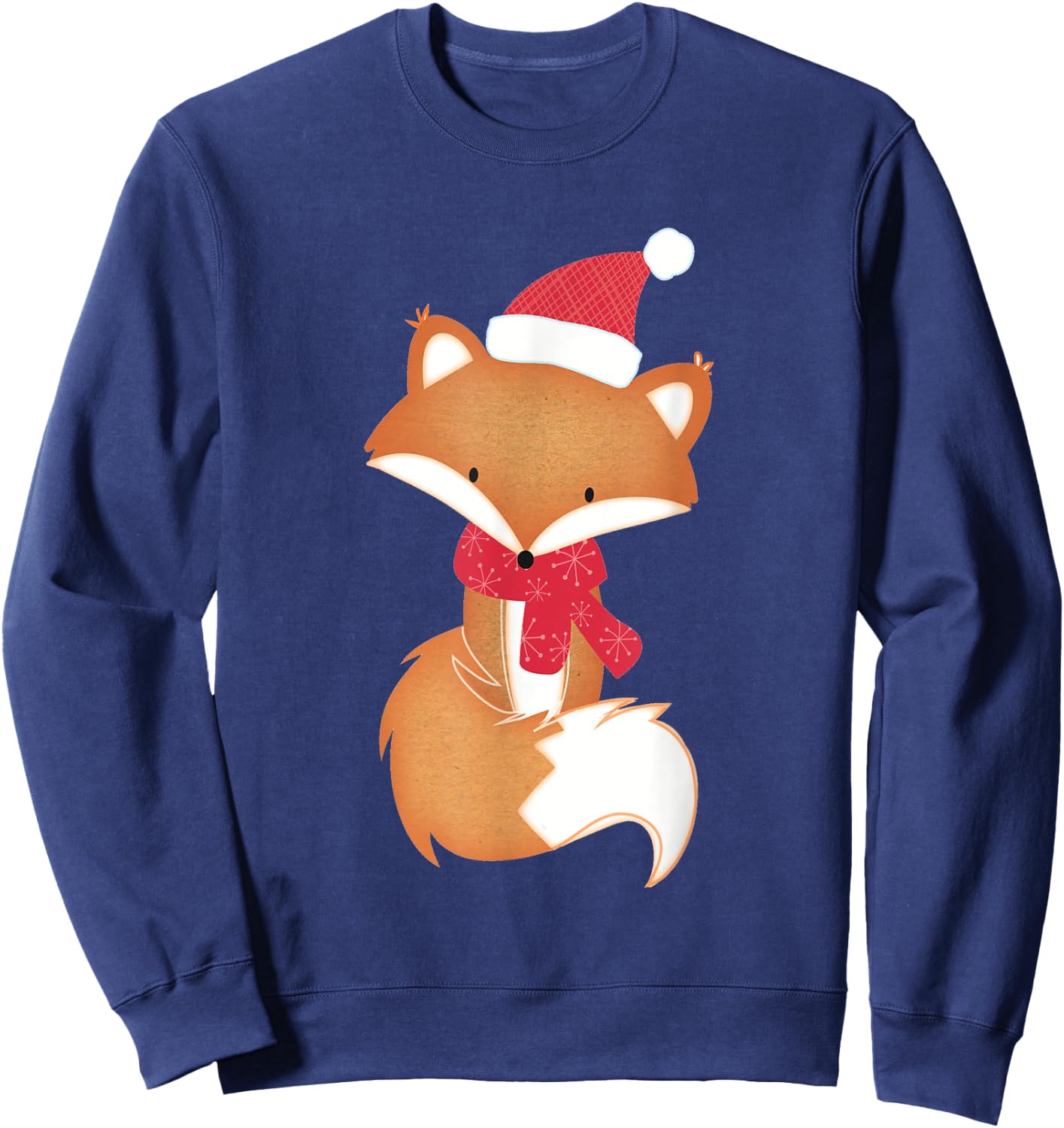 Cute Christmas Fox Adorable Xmas Scarf Fox Sweatshirt - Sweatshirt | Navy