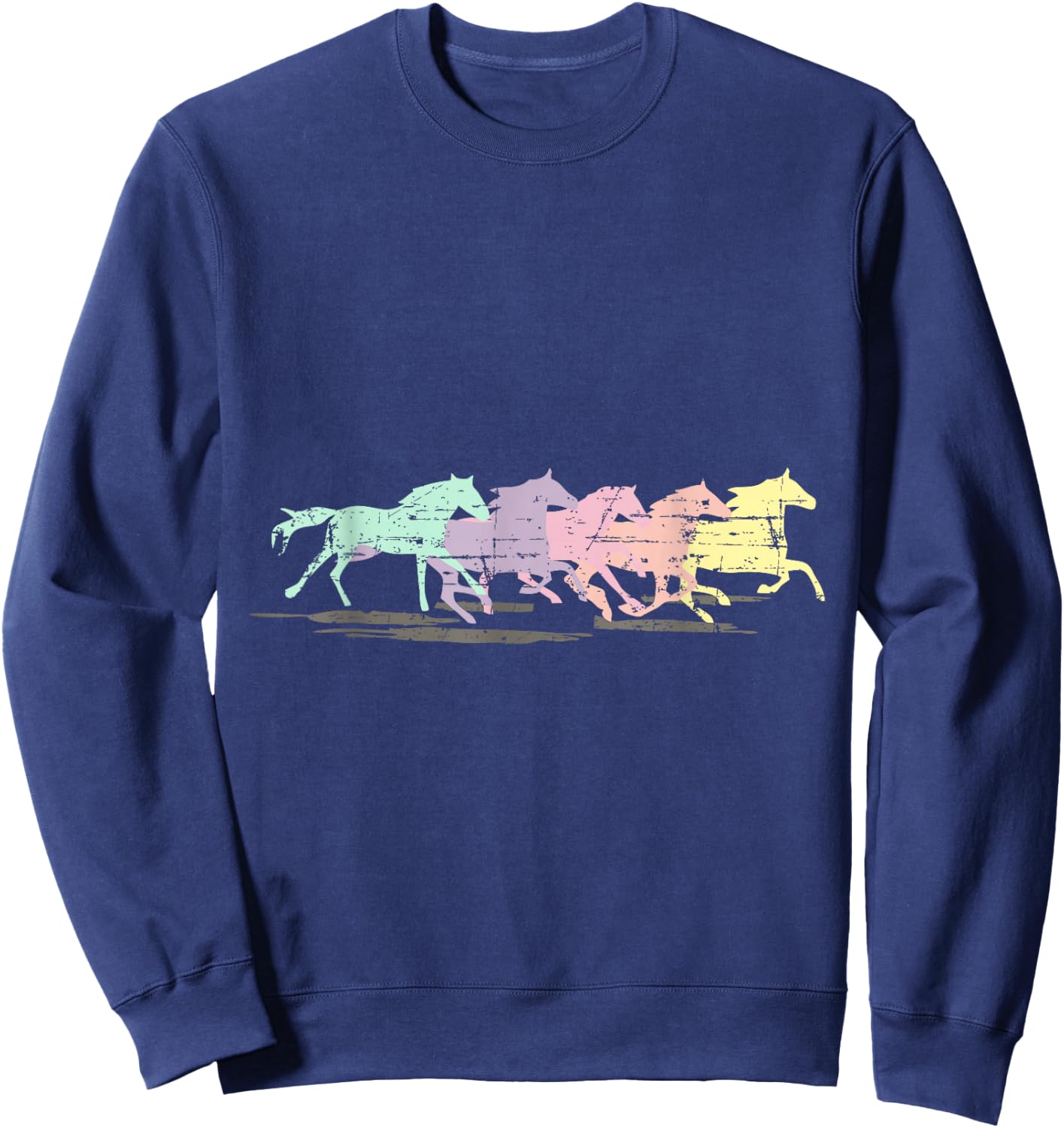 Horses Retro Running T Shirt Mustangs Sweatshirt - Sweatshirt | Navy