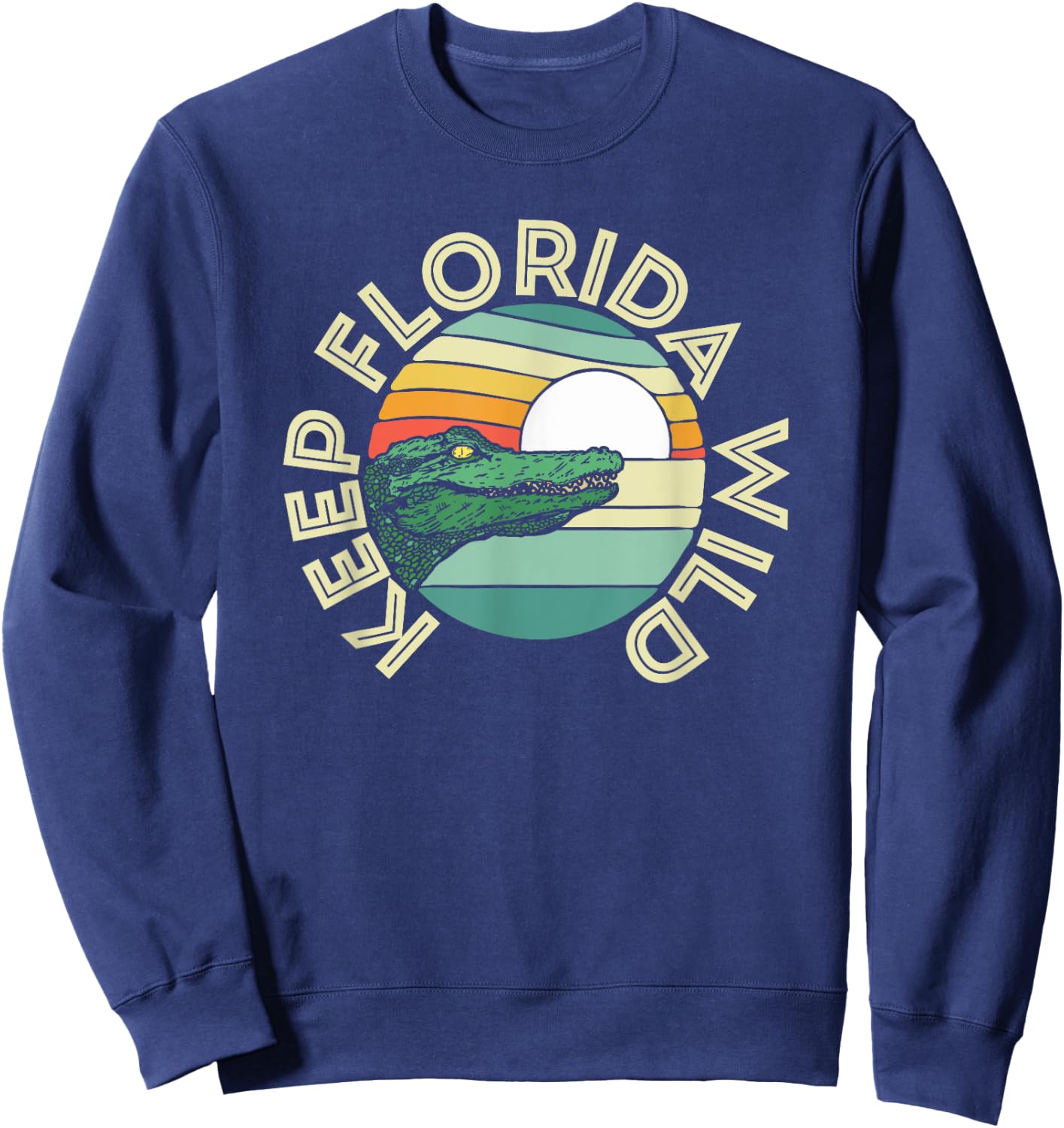 Keep Florida Wild Retro Alligator 80's Style Graphic Sweatshirt - Sweatshirt | Navy