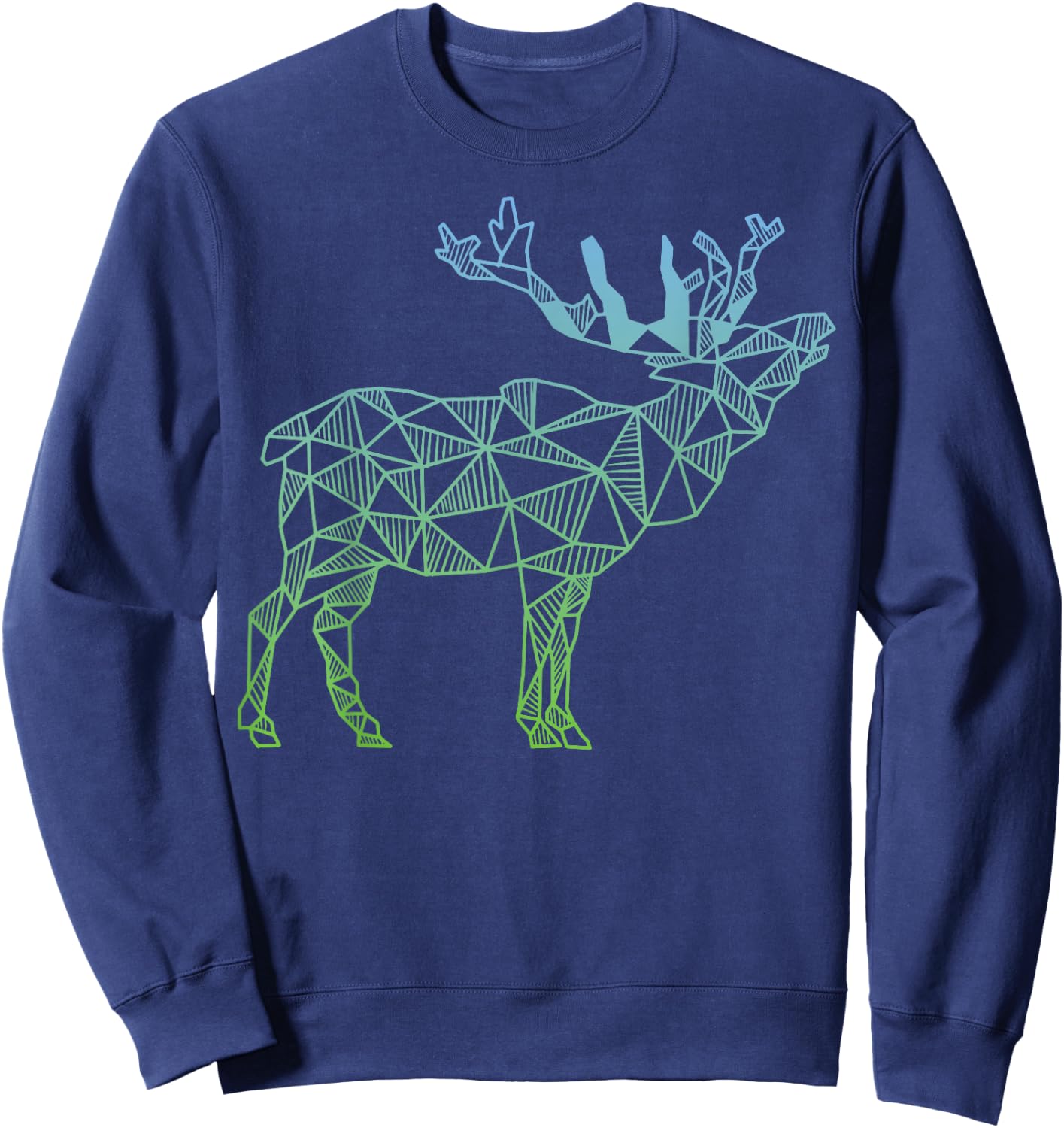 Geometric Moose Elk T Shirt Wild Alaska Mountain Animal Sweatshirt - Sweatshirt | Navy