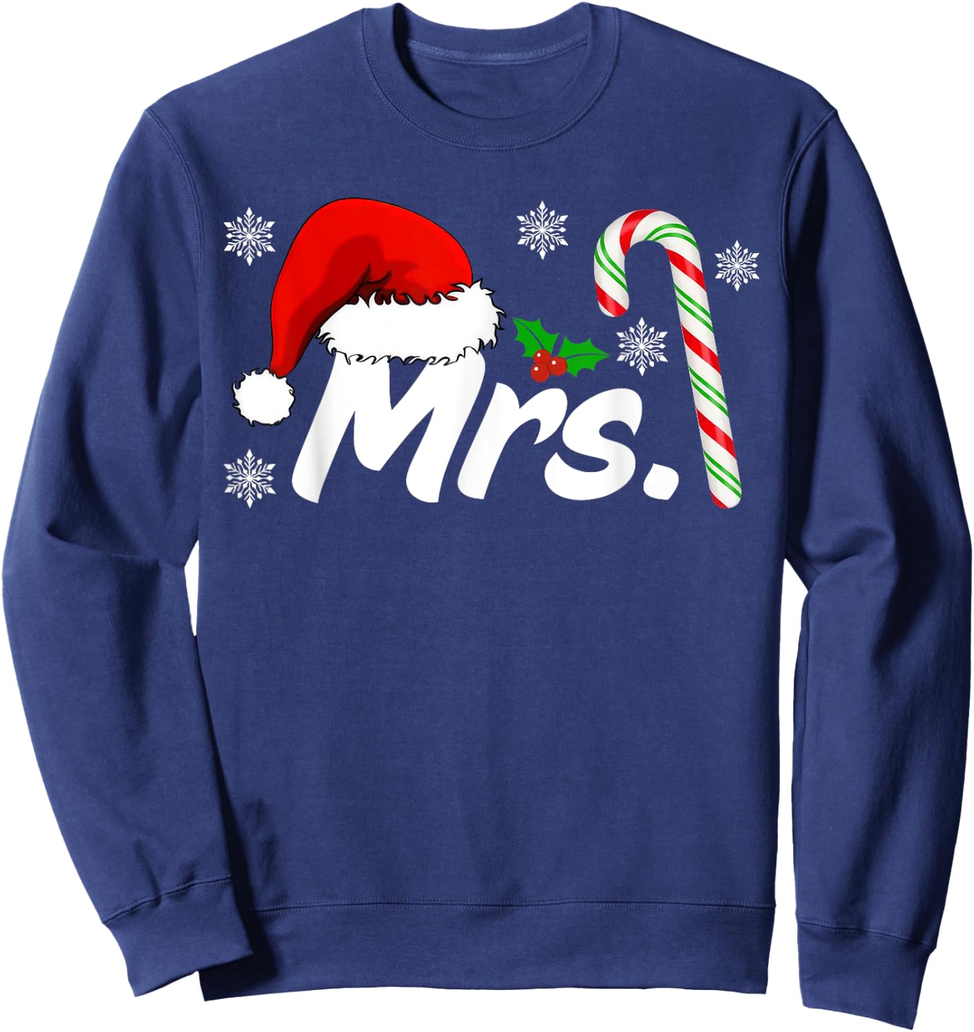 Mr And Mrs Santa Hat Couples Matching Christmas His And Her Sweatshirt - Sweatshirt | Navy