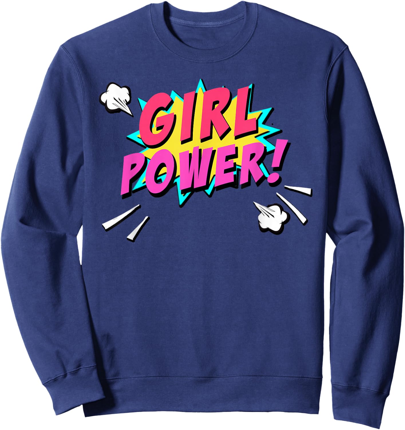 Girl Power Superhero Comic Book Bubble Feminist Sweatshirt - Sweatshirt | Navy
