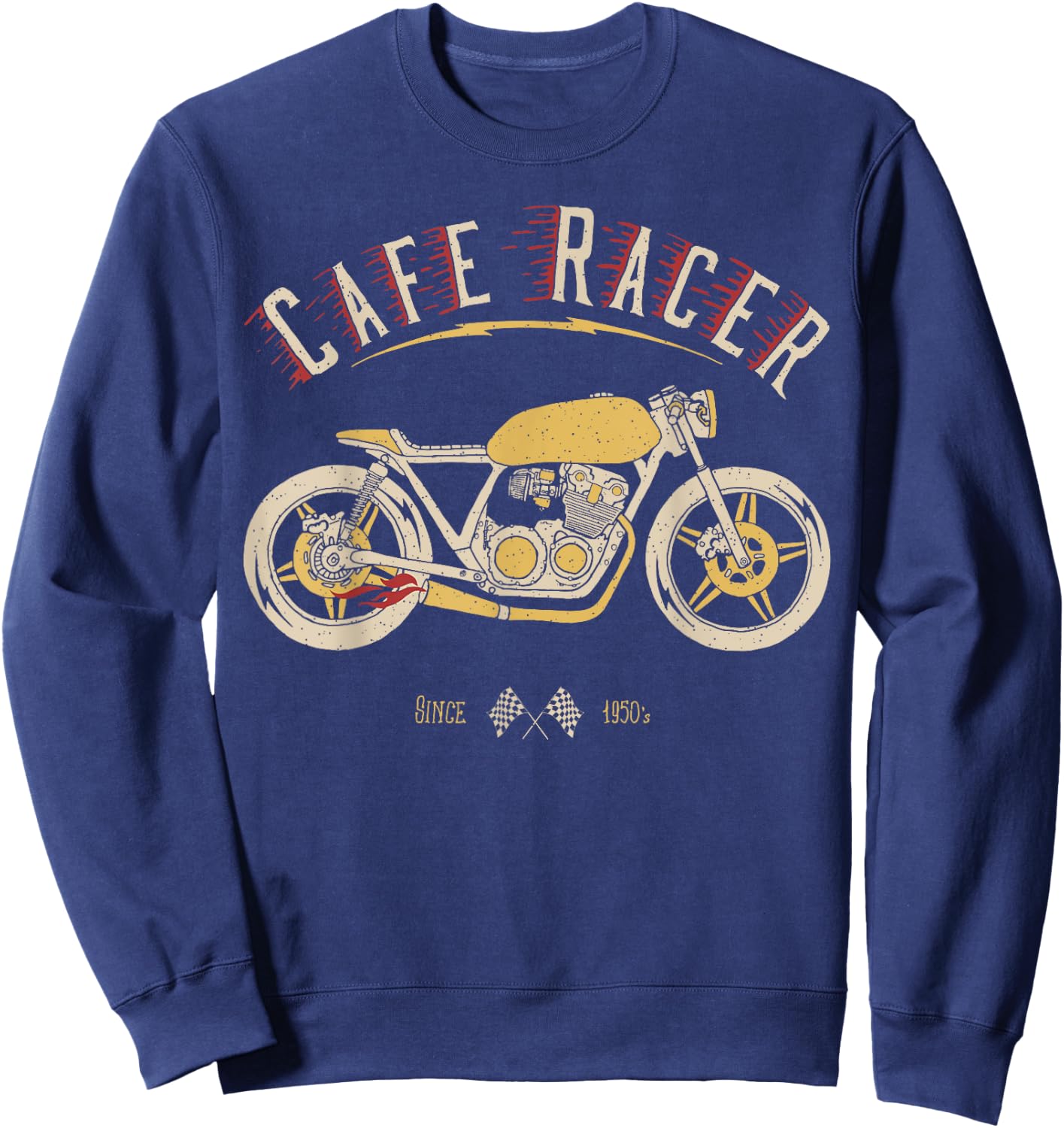 Cafe Racer - Old School - Vintage Motorcycle Sweatshirt - Sweatshirt | Navy