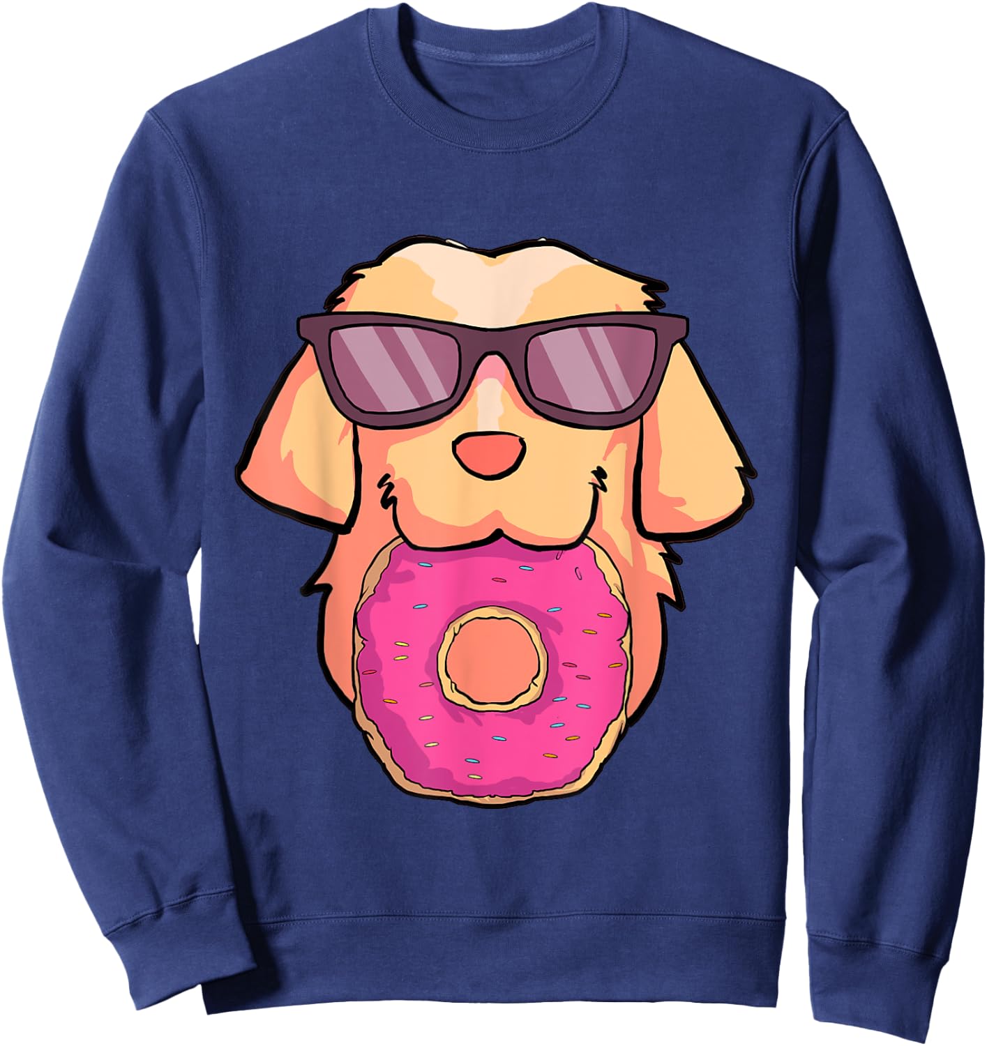 Golden Retriever Dog Donuts Party Gifts Shirt Women Girls Sweatshirt - Sweatshirt | Navy