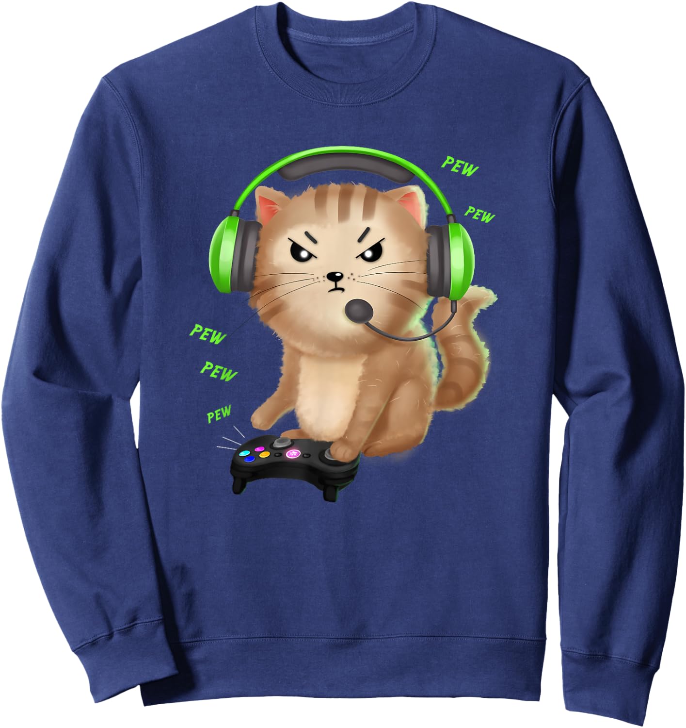 Cat Gaming Gift Video Games Lover Nerd Girl Sweatshirt - Sweatshirt | Navy