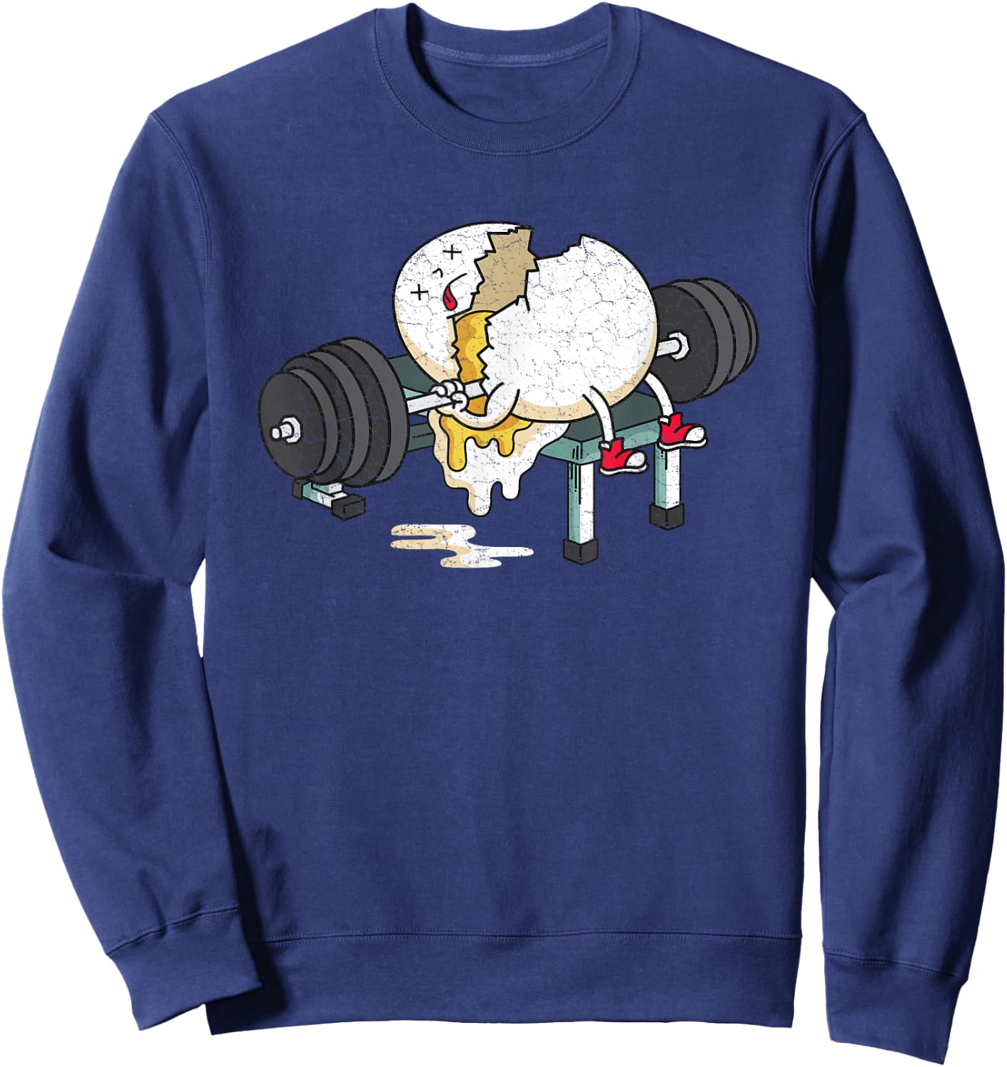 Funny Smashed Egg Fitness Gym Barbells Lifting Workout Sweatshirt - Sweatshirt | Navy