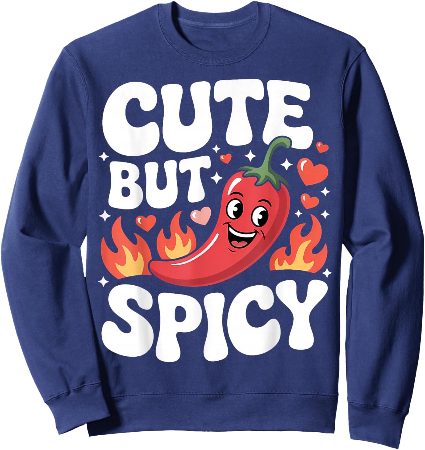 Cute But Spicy Smiling Chili Red Pepper for Kids Women Men Sweatshirt - Sweatshirt | Navy