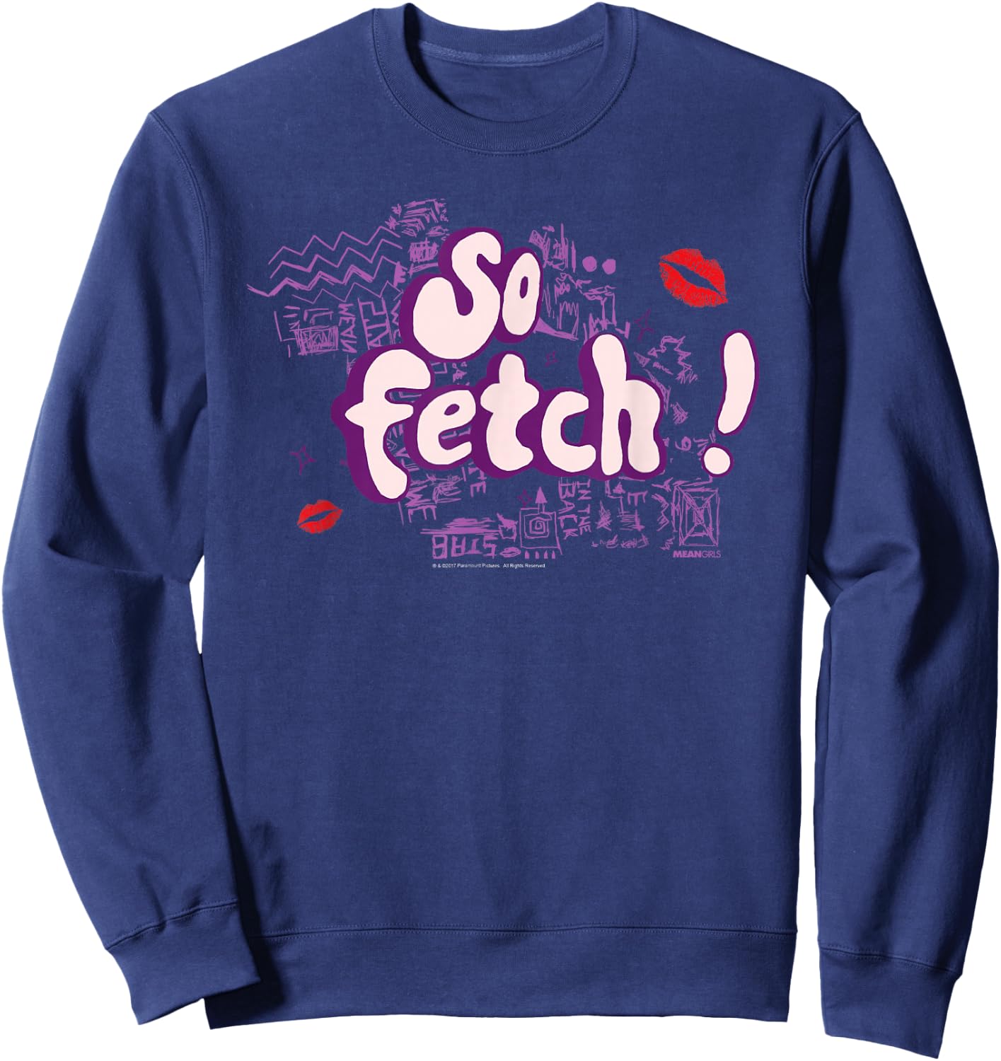 Mean Girls So Fetch! Illustrated Type Y2K Movie Sweatshirt - Sweatshirt | Navy