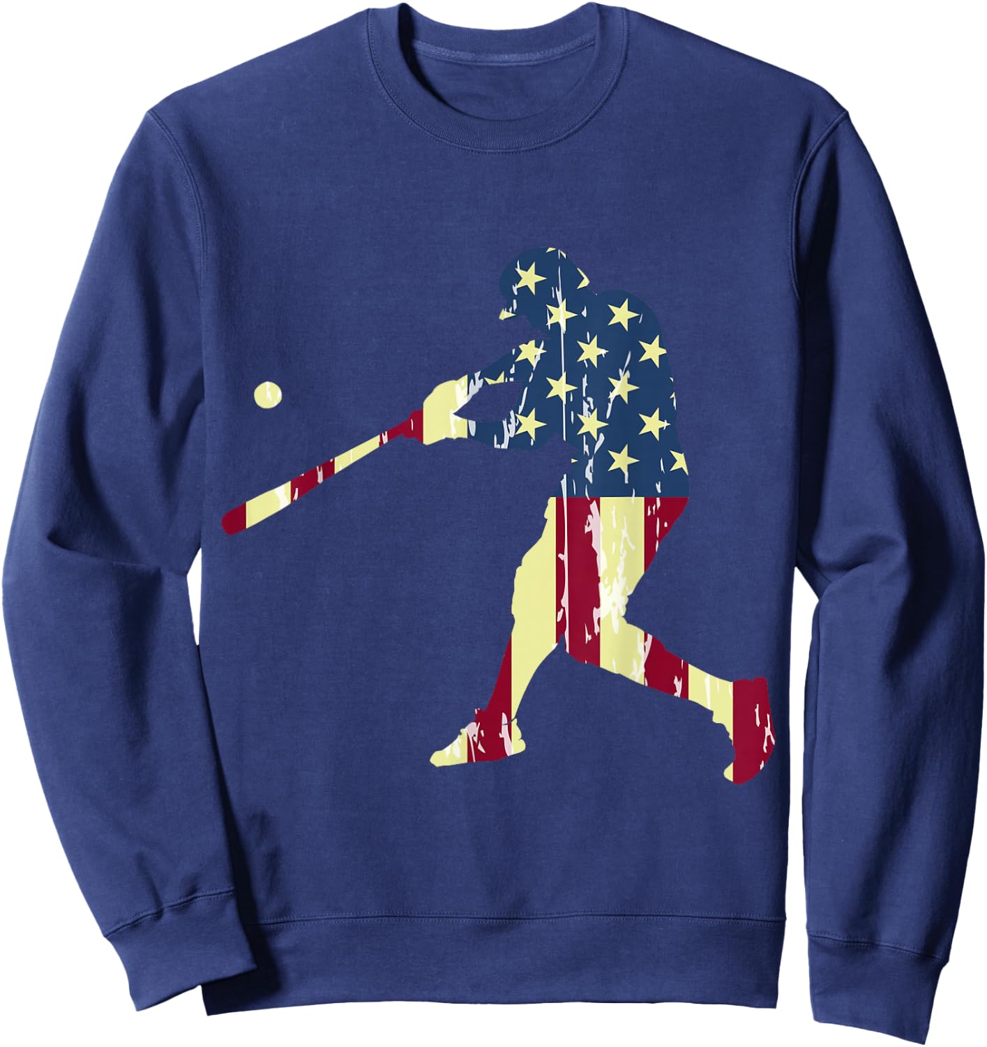 Patriotic American Flag Baseball Shirt, Baseball Men Sweatshirt - Sweatshirt | Navy
