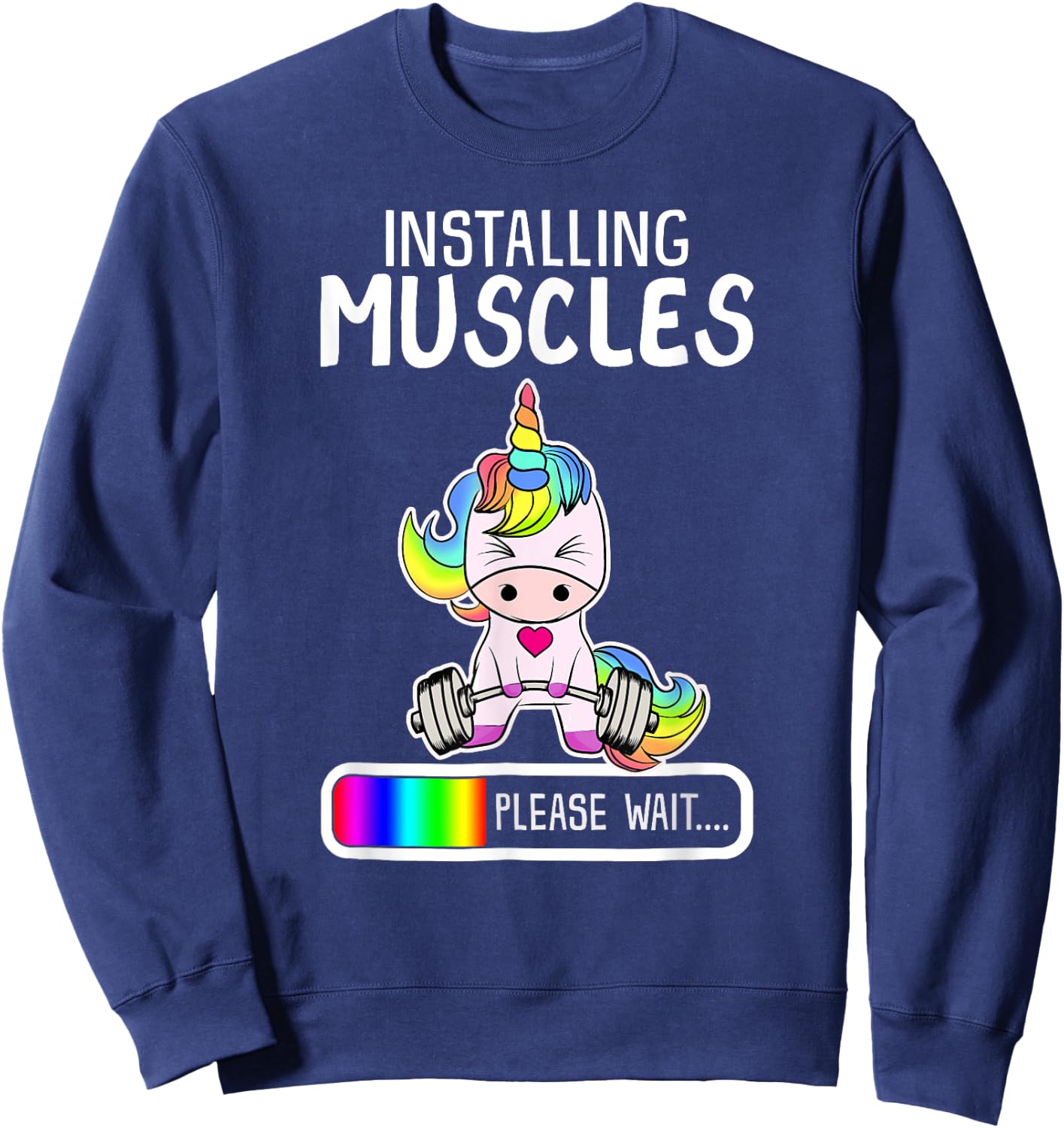 Installing Muscles Unicorn Weightlifting Gift Sweatshirt - Sweatshirt | Navy