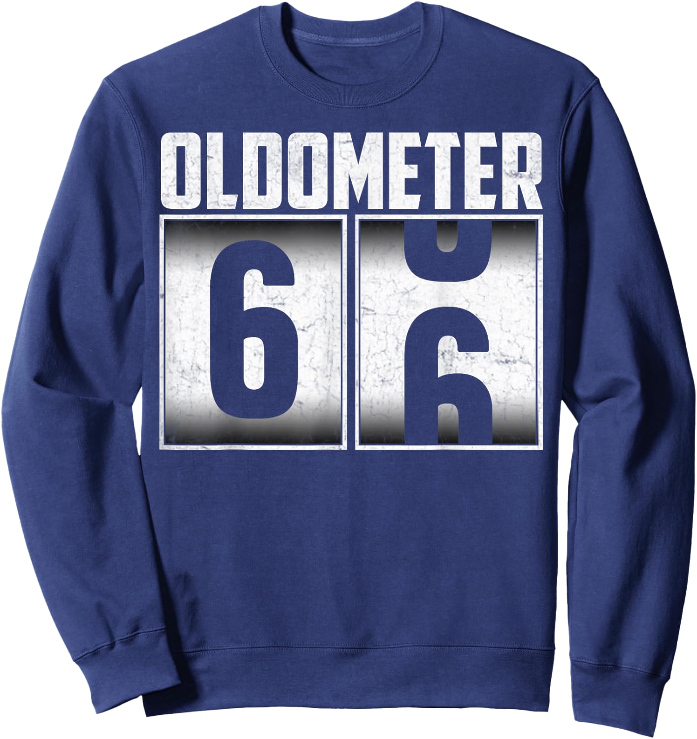 Vintage Oldometer 66 Biker Riding 66th Birthday 66 Years Old Sweatshirt - Sweatshirt | Navy