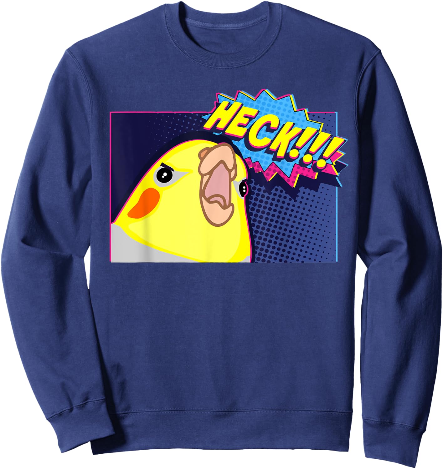 Heck Cockatiel, Birb memes, Funny angry Parrot lover Sweatshirt - Sweatshirt | Navy