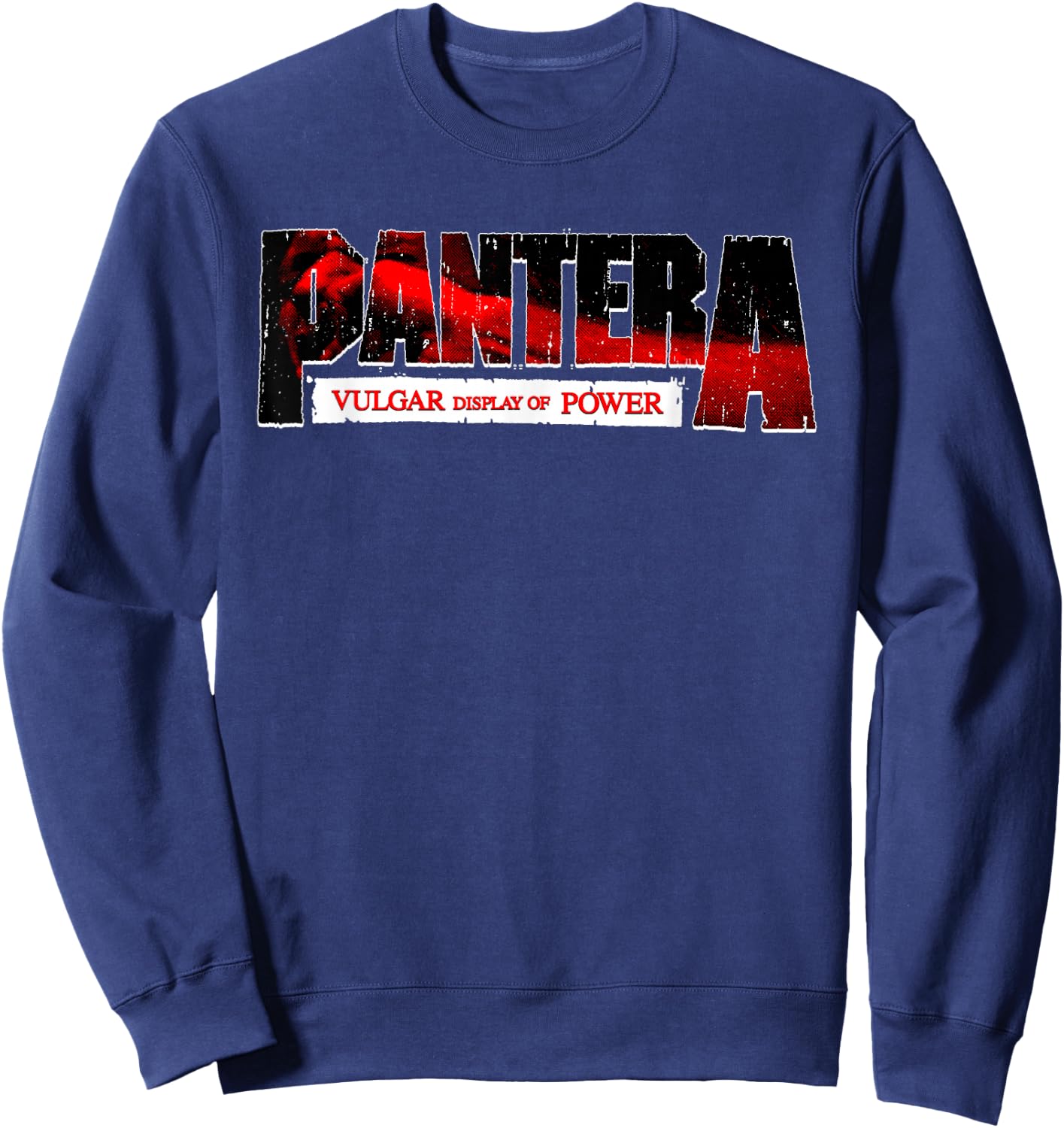 Pantera Official Vulgar Display Of Power Logo Red Sweatshirt - Sweatshirt | Navy