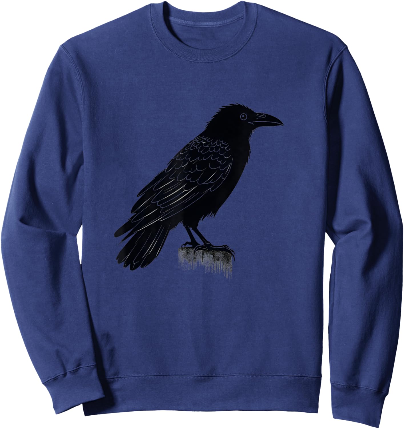 Vintage Crow Black Illustration Raven Sweatshirt - Sweatshirt | Navy