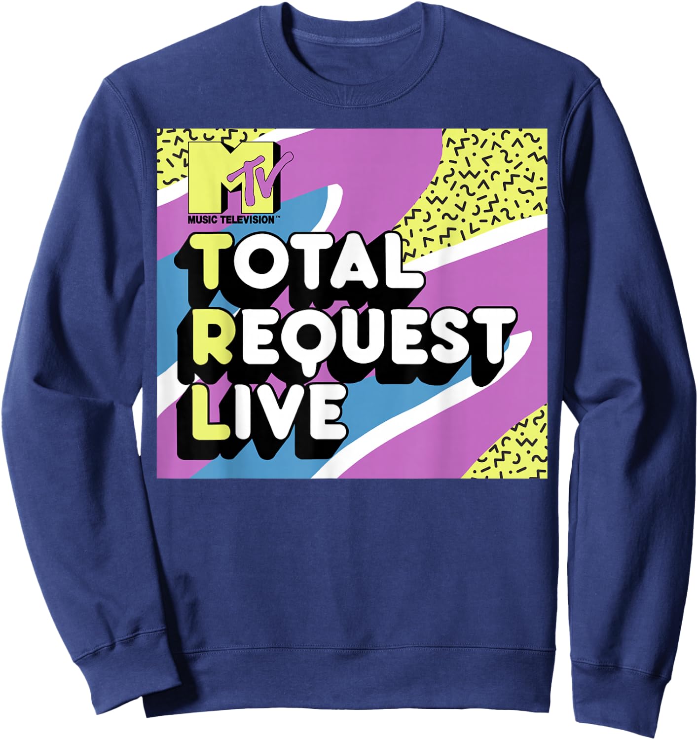 MTV Total Request Live 90's Colorful Pattern Graphic Sweatshirt - Sweatshirt | Navy