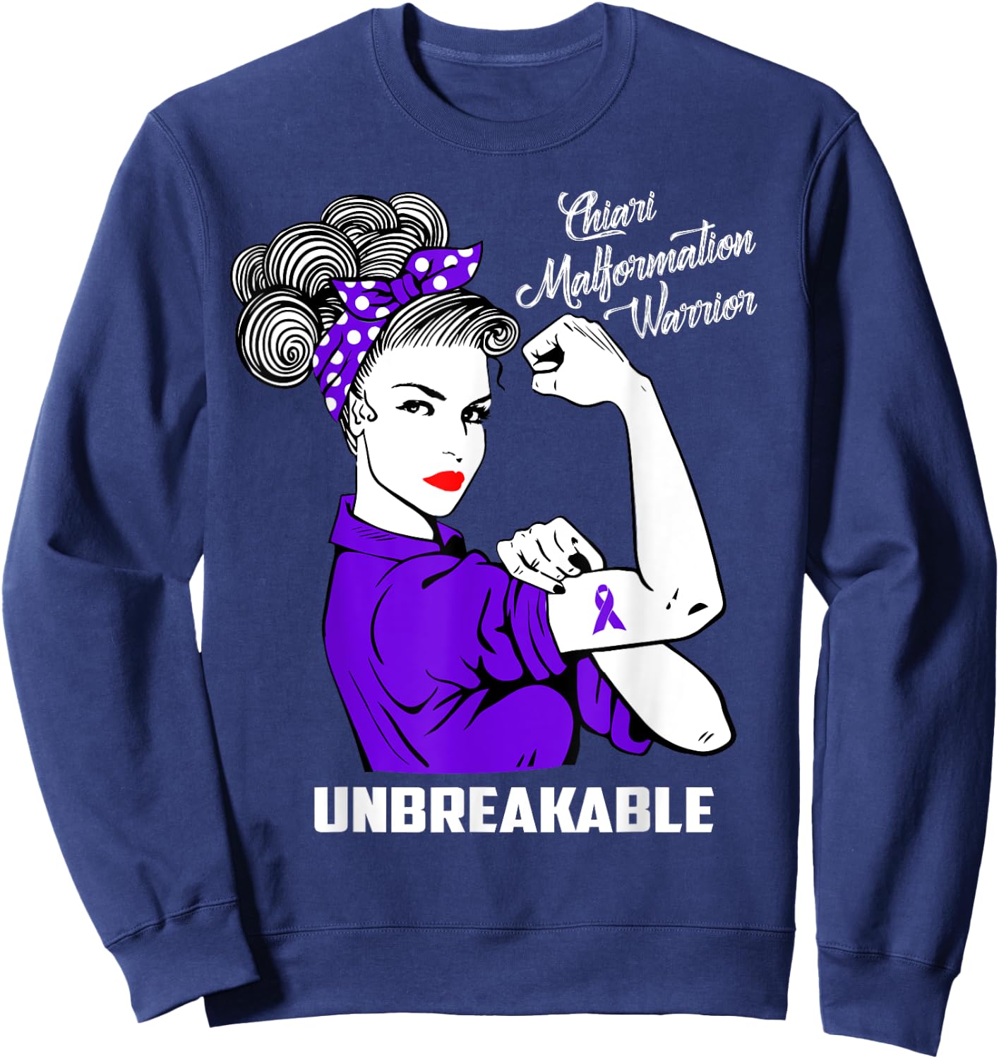 Chiari Malformation Warrior Unbreakable Shirt Awareness Gift Sweatshirt - Sweatshirt | Navy