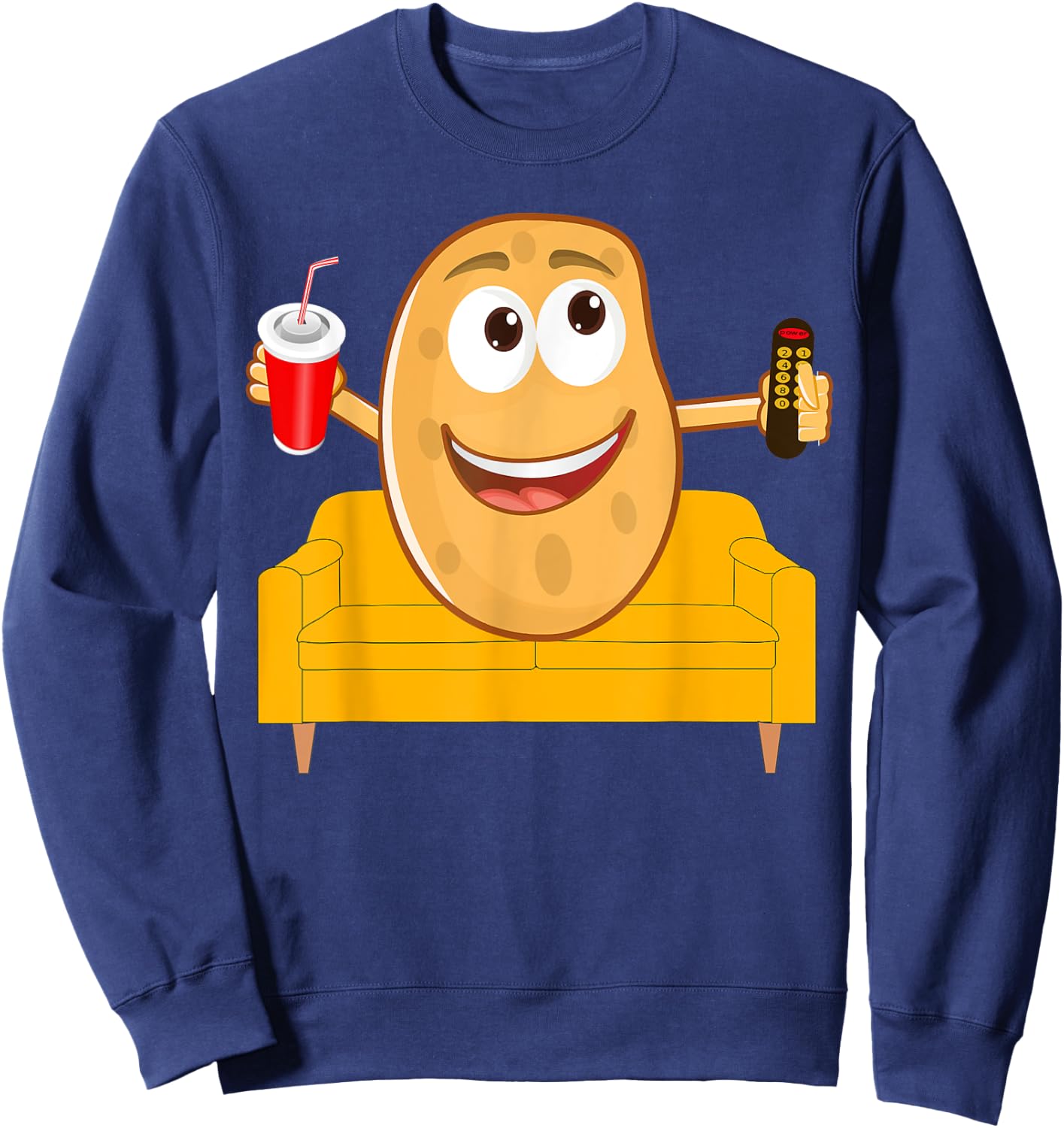 Couch Potato Shirt, Funny Halloween Costume Gag Gift Sweatshirt - Sweatshirt | Navy