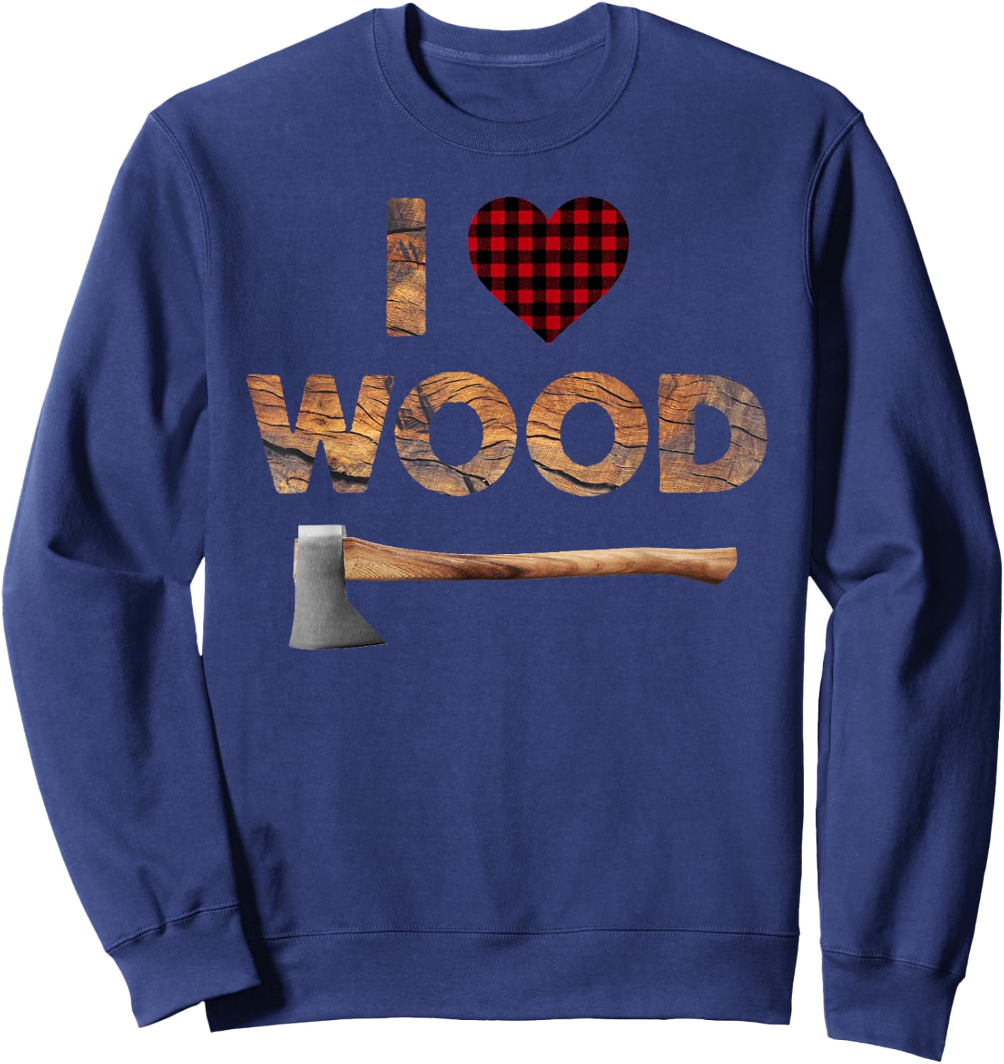 I Love Wood Lumberjack Heart Halloween Costume Sweatshirt - Sweatshirt | Navy