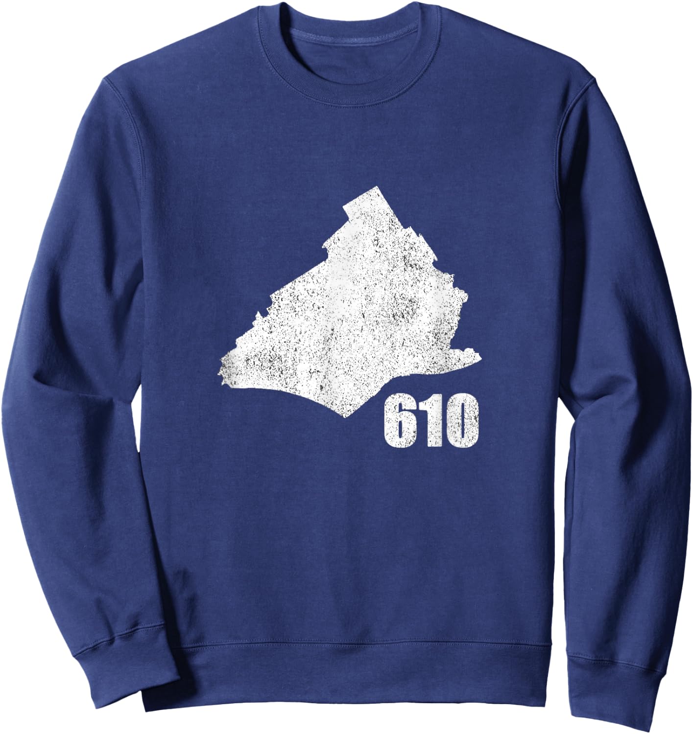 Delaware County PA DELCO Map 610 Distressed Urban Sweatshirt - Sweatshirt | Navy