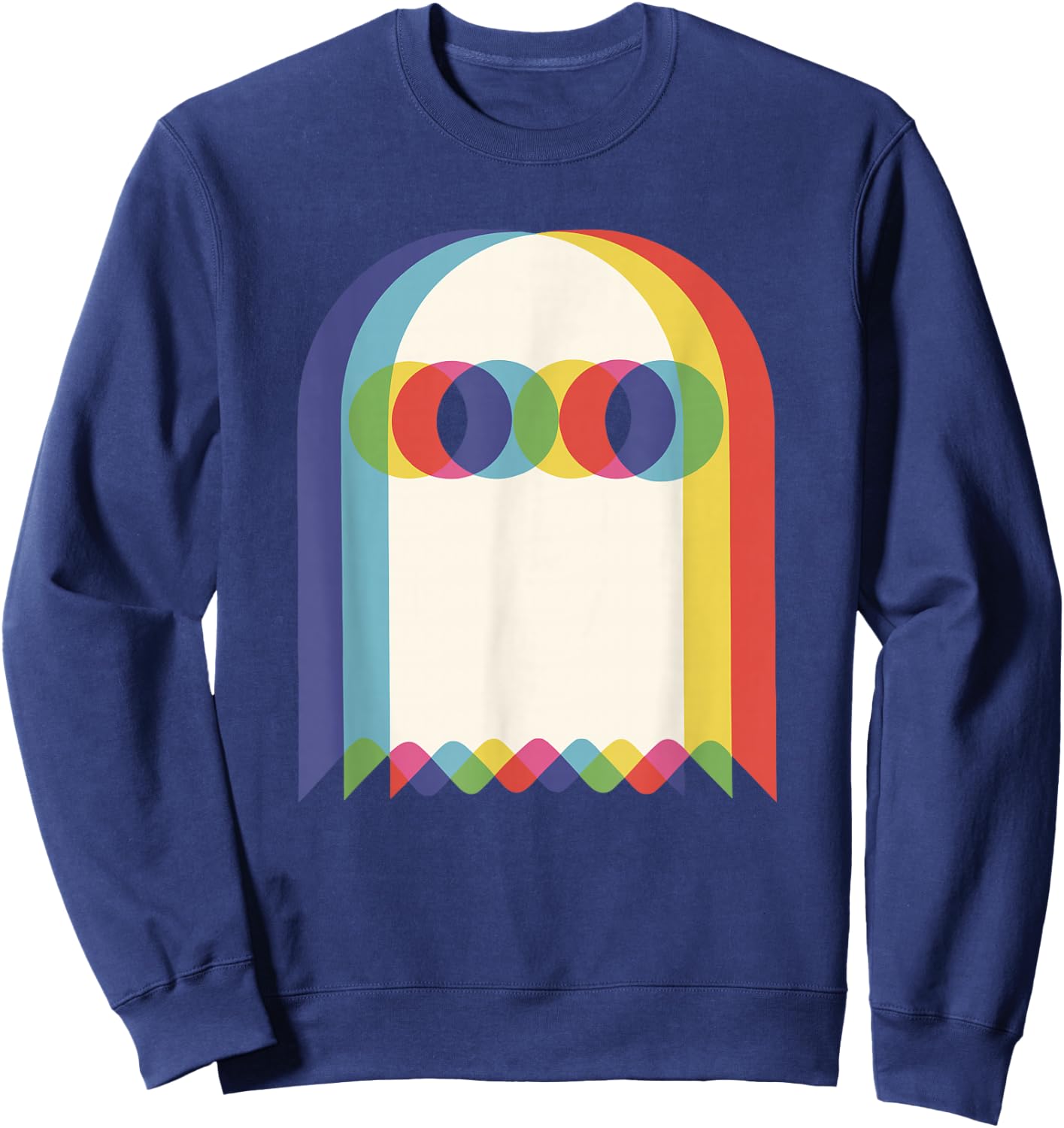 Threadrock Vaporwave Psychedelic Ghost Retro Halloween Techno EDM - Black, Small Sweatshirt - Sweatshirt | Navy
