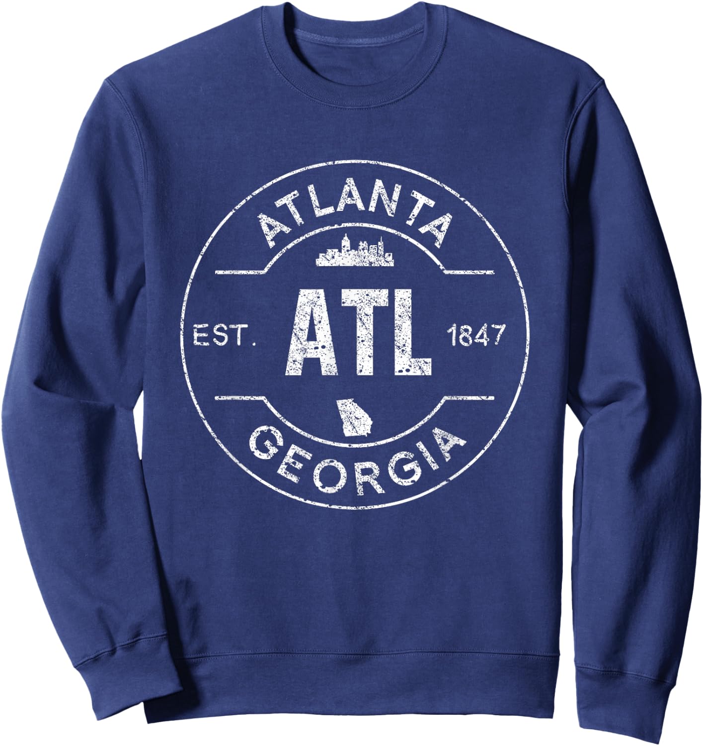 Atlanta Georgia Shirt Sports Old Retro Vintage United Sweatshirt - Sweatshirt | Navy