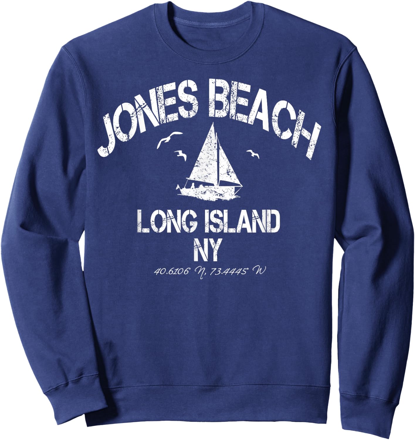 Jones Beach Long Island New York Nautical Distressed Sweatshirt - Sweatshirt | Navy