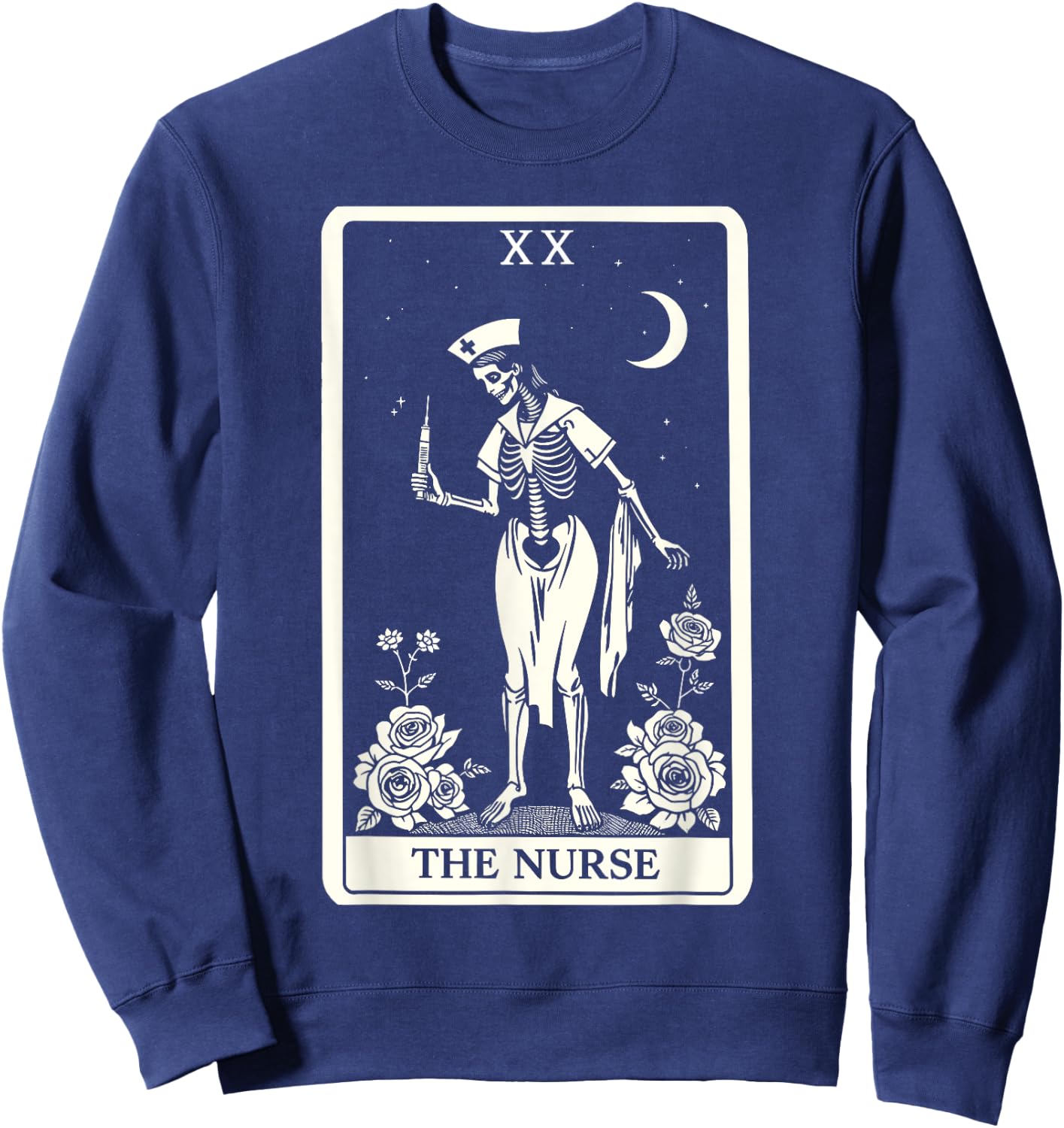 The Nurse Skeleton Dia de Los Muertos Tarot Halloween Sweatshirt - Sweatshirt | Navy