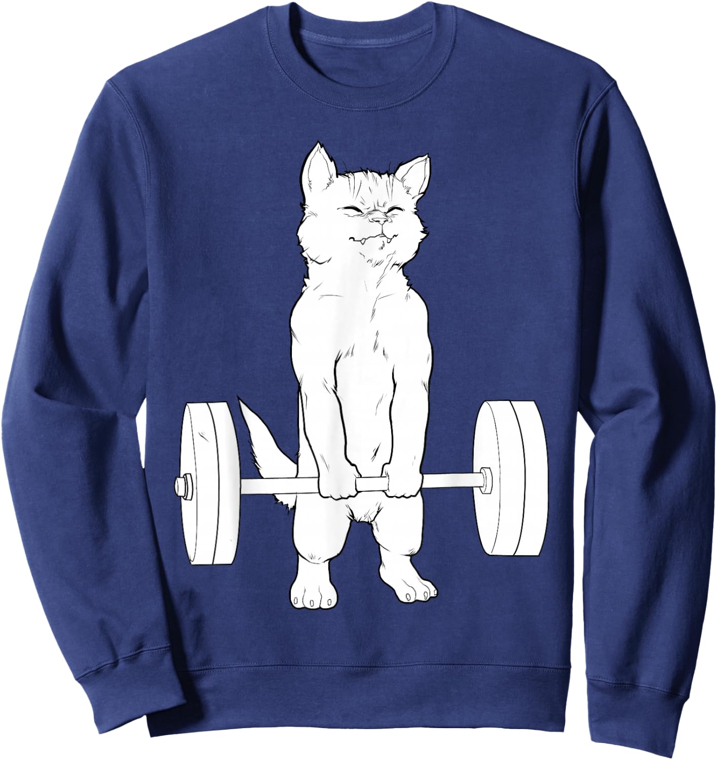 Cat Deadlift Powerlifting Sweatshirt - Sweatshirt | Navy