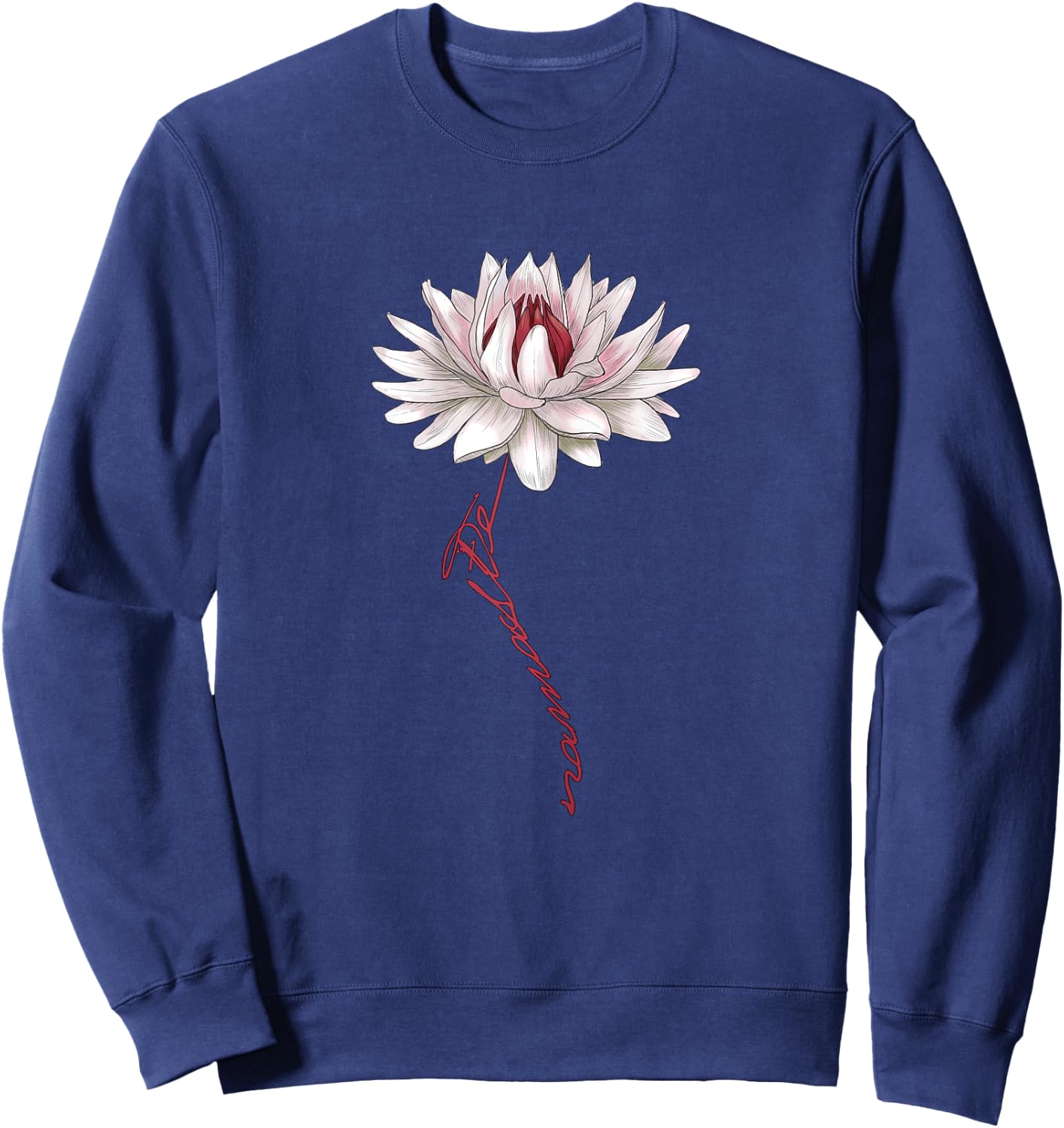 Namaste Spiritual White Water Lily Lotus for Yoga, Fitness Sweatshirt - Sweatshirt | Navy