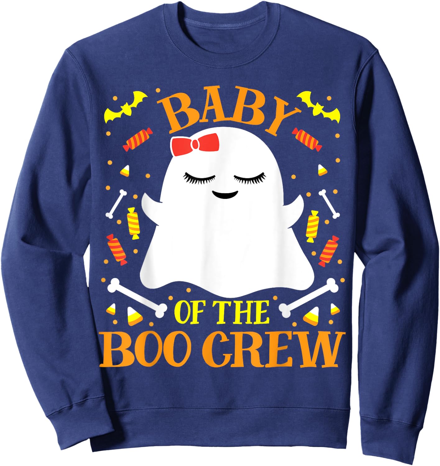 Baby Boo Crew Ghost Matching Family Set Cute Girls Halloween Sweatshirt - Sweatshirt | Navy