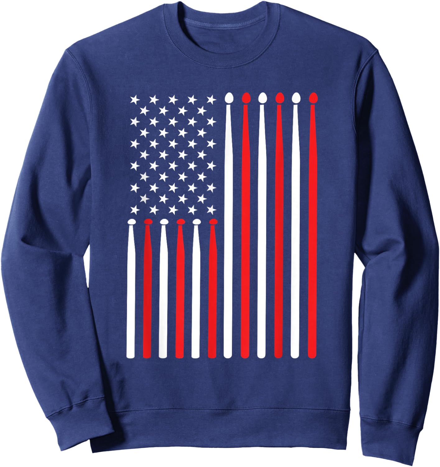 American Flag Drumstick USA Drummer Shirt Musicians Men Sweatshirt - Sweatshirt | Navy