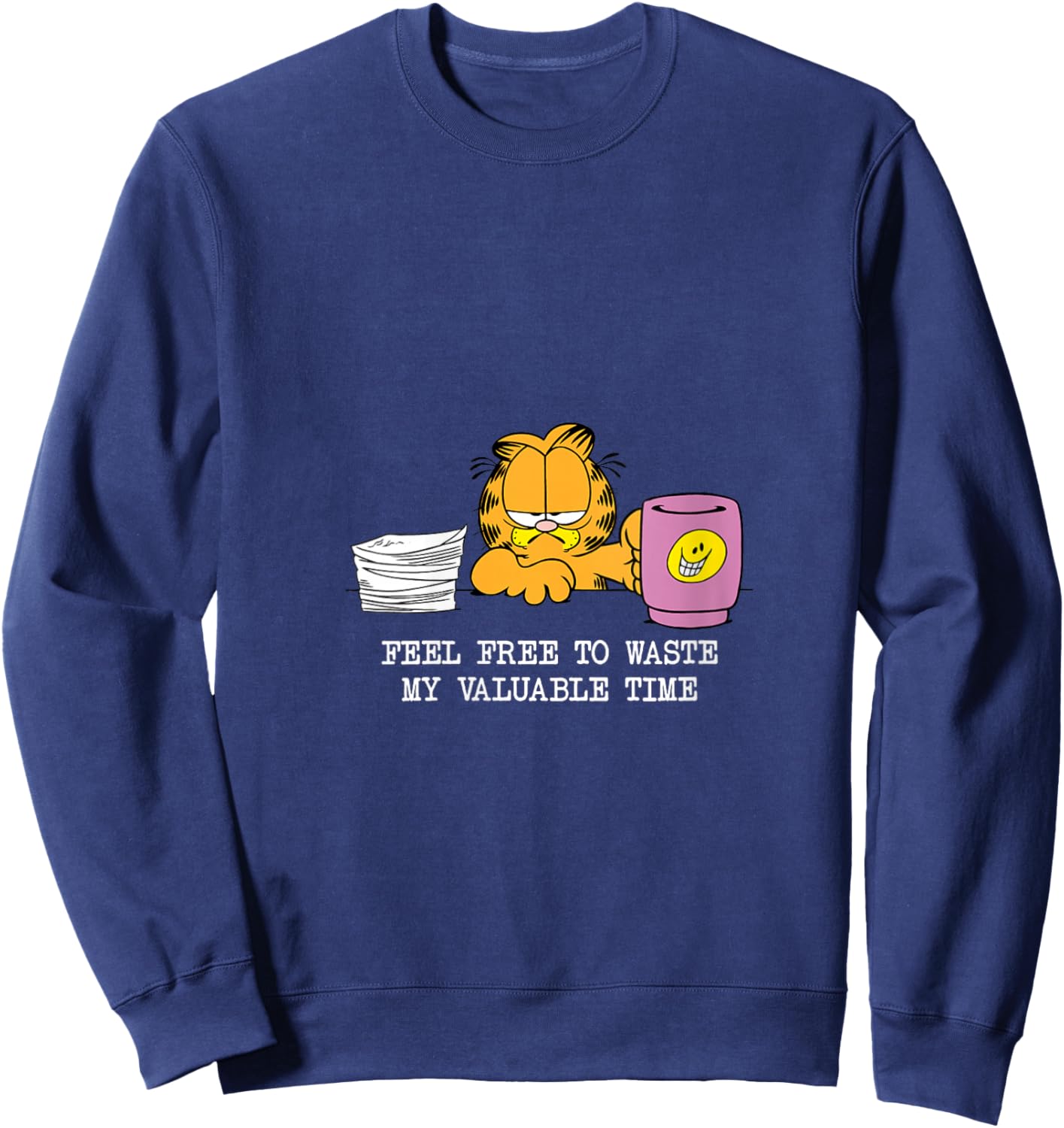 Garfield Feel Free To Waste My Time V-Neck Sweatshirt - Sweatshirt | Navy