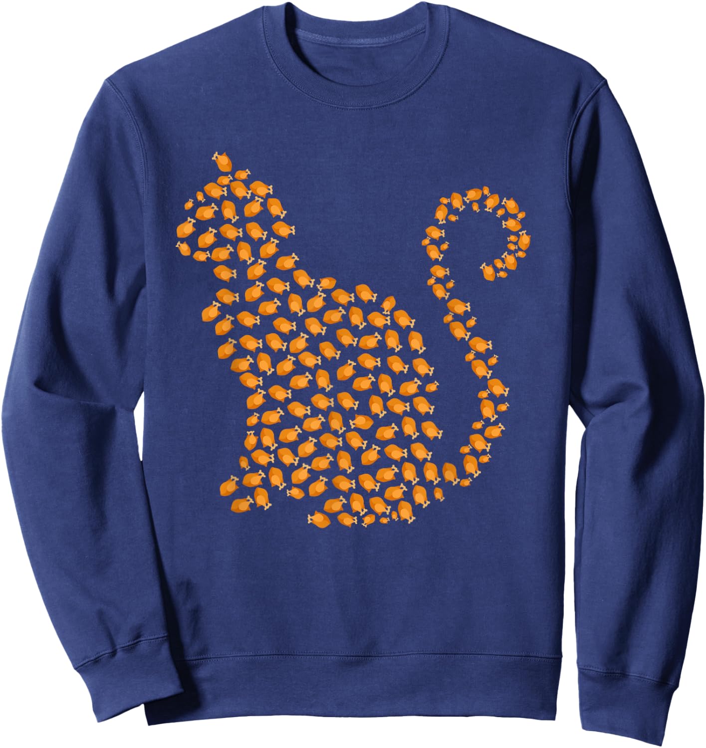 Happy Thanksgiving for Cats Lovers Funny Turkey Cat Sweatshirt - Sweatshirt | Navy