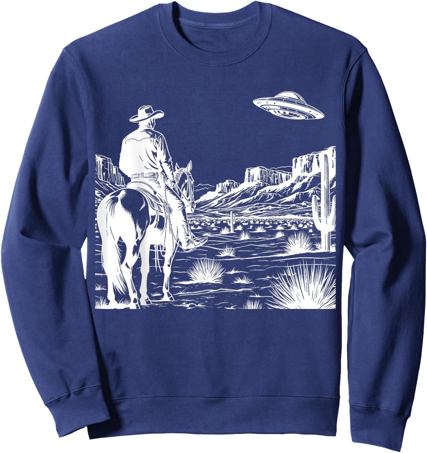 Ufo Western Retro Vintage Cowboy Sweatshirt - Sweatshirt | Navy