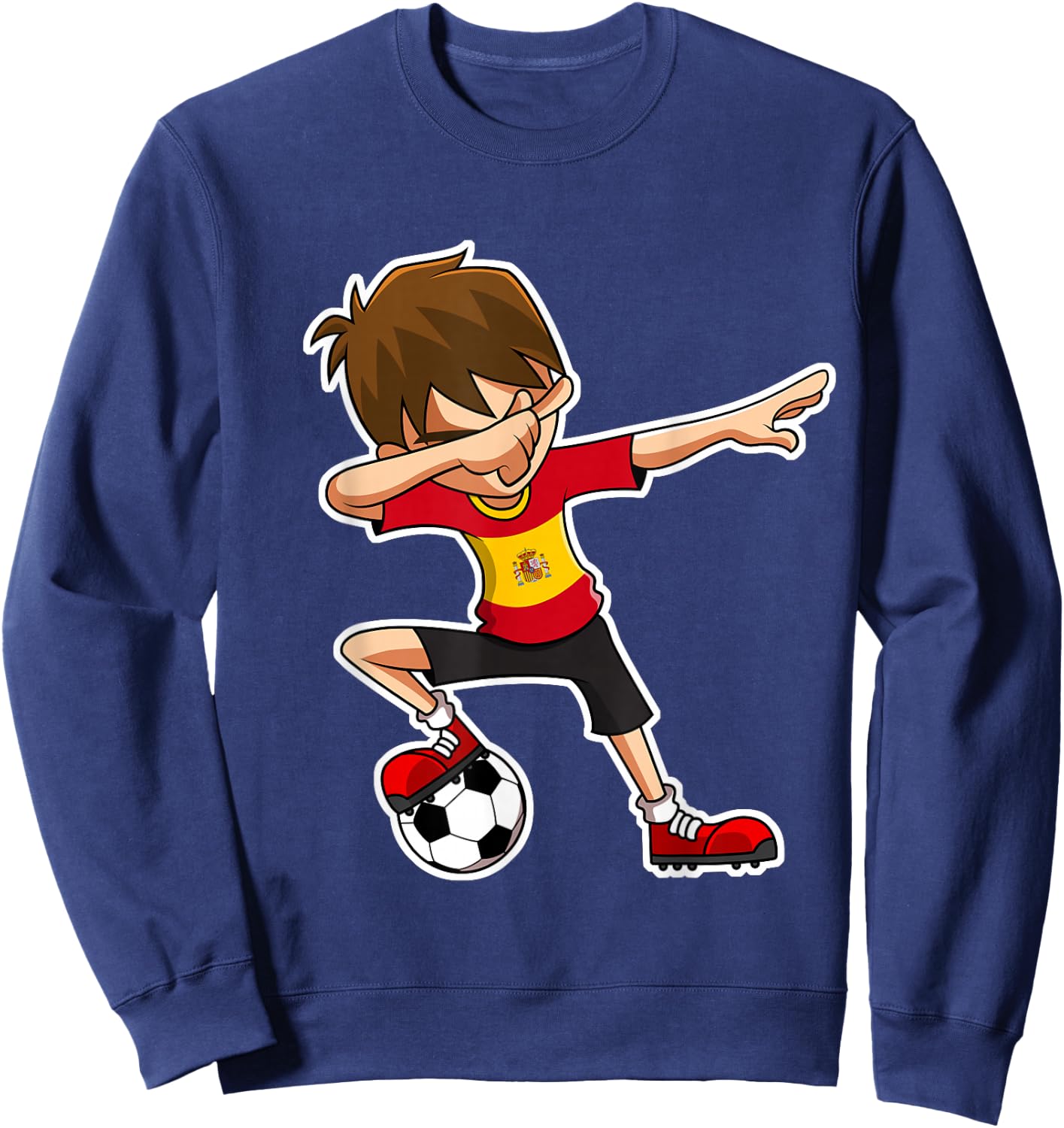 Dabbing Soccer Boy Spain Jersey, Spanish Kids Dab Gifts Sweatshirt - Sweatshirt | Navy