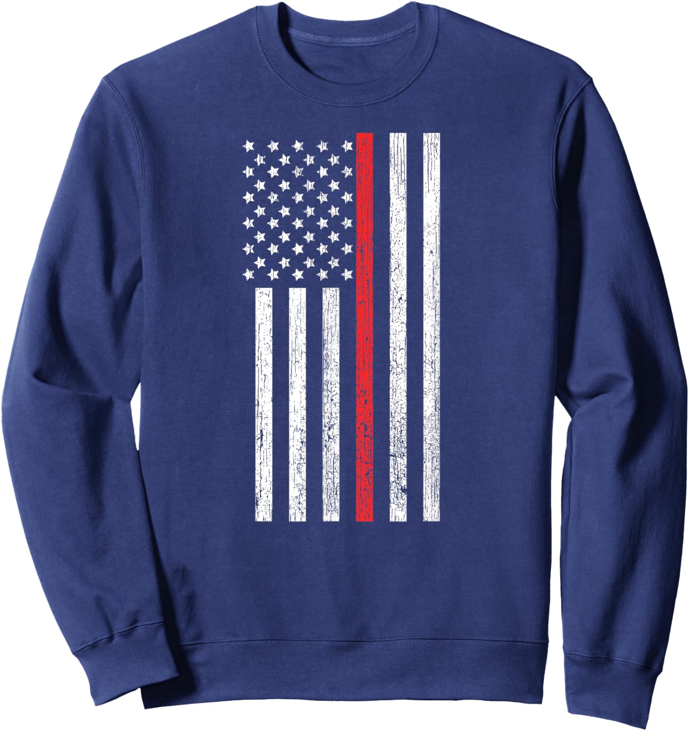 Thin Red-Line Firefighter Flag Distressed Effect Sweatshirt - Sweatshirt | Navy
