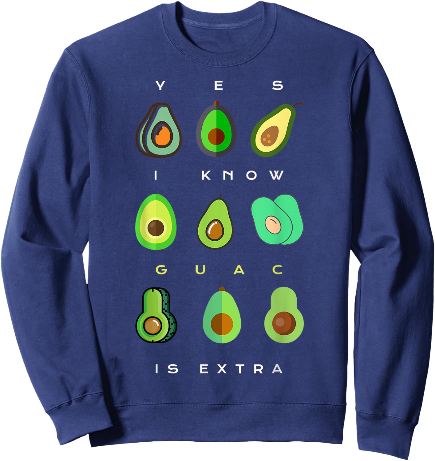 Yes I Know Guac Is Extra Funny Avocado Guacamole Sweatshirt - Sweatshirt | Navy