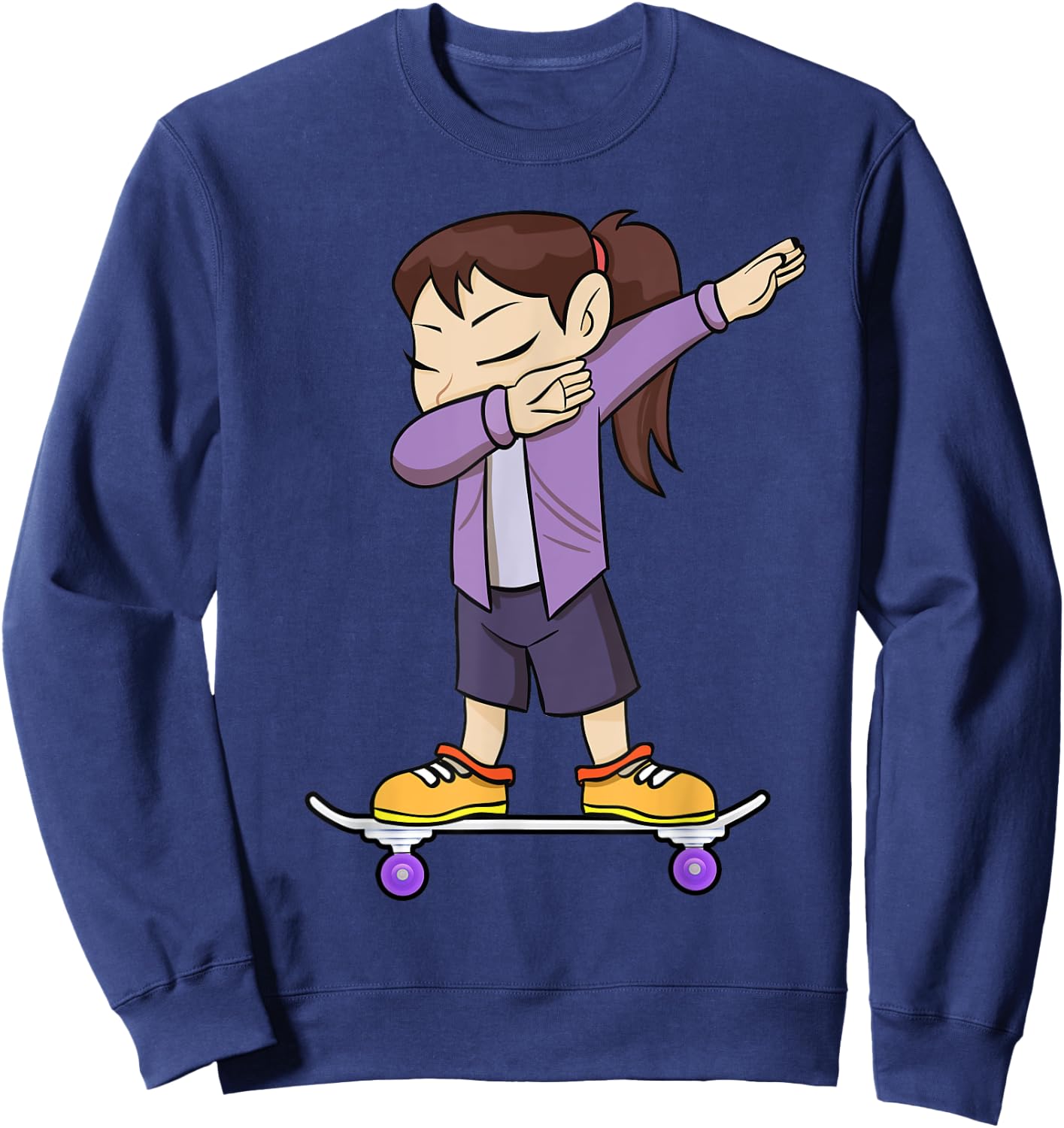 Skateboarding Teenage Girl on Skateboard Gift Skater Sweatshirt - Sweatshirt | Navy