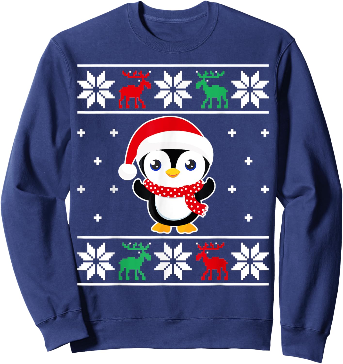 Christmas Penguin Funny Classic Ugly Sweater Girl Boy Kids Sweatshirt - Sweatshirt | Navy