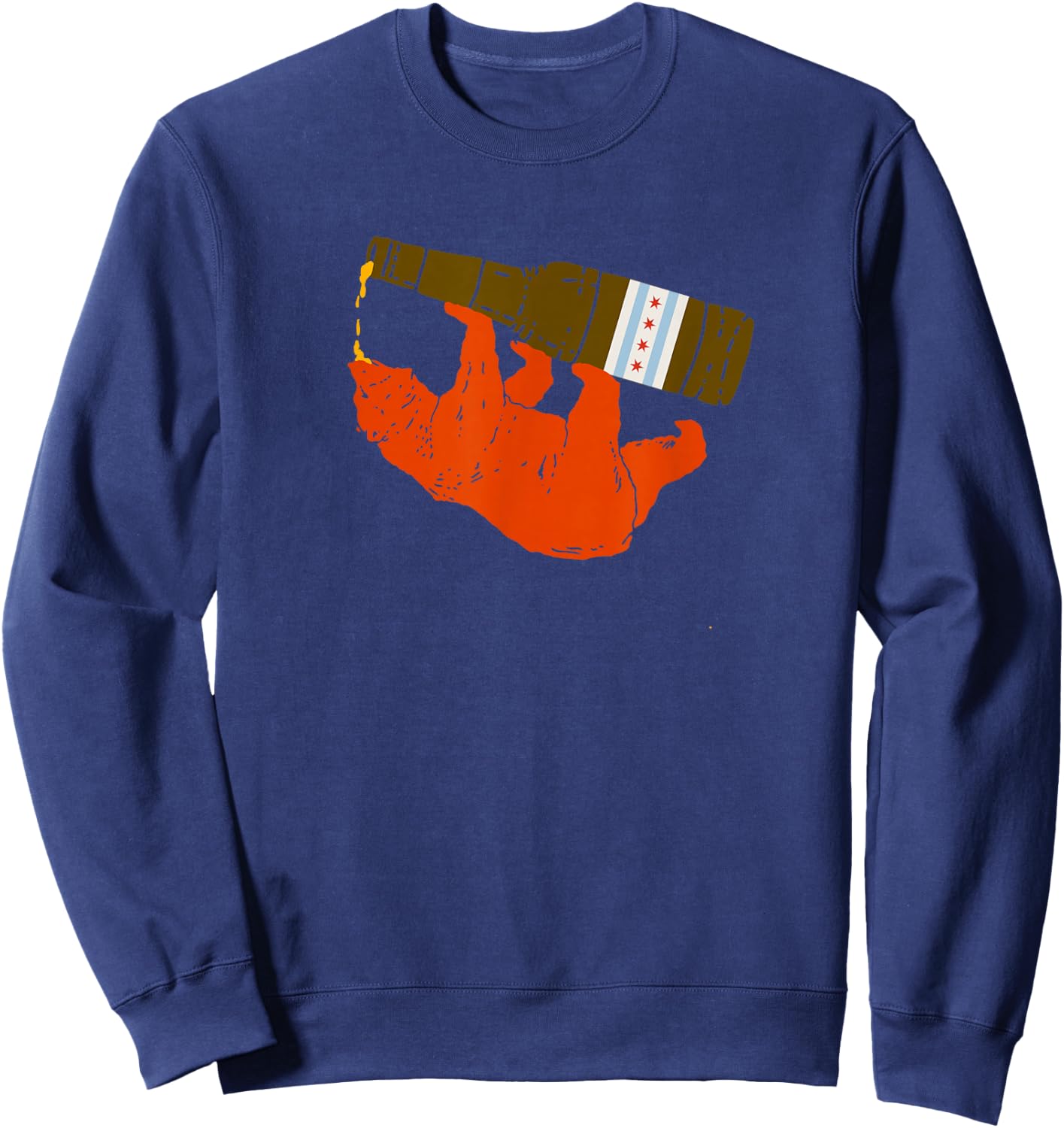 Chicago Beer Drinking Funny Drunk Orange Bear T Shirt Sweatshirt - Sweatshirt | Navy
