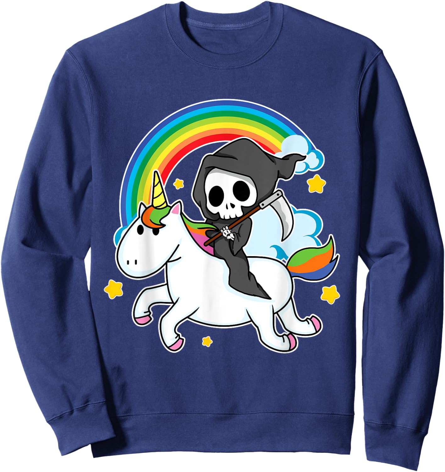 Halloween Unicorn Costume Grim Reaper Riding Unicorn Sweatshirt - Sweatshirt | Navy