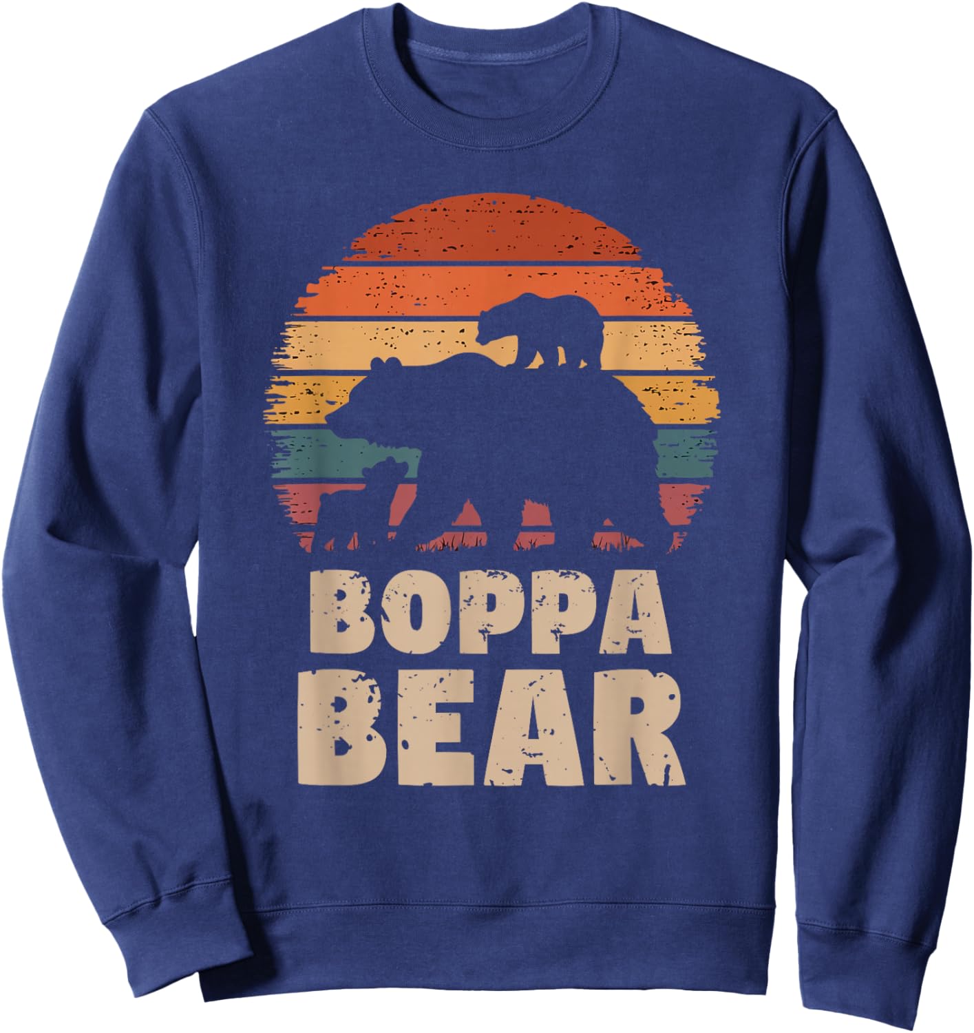 Boppa Bear Vintage Retro Funny Father's Day 2 Cubs Kids Sweatshirt - Sweatshirt | Navy